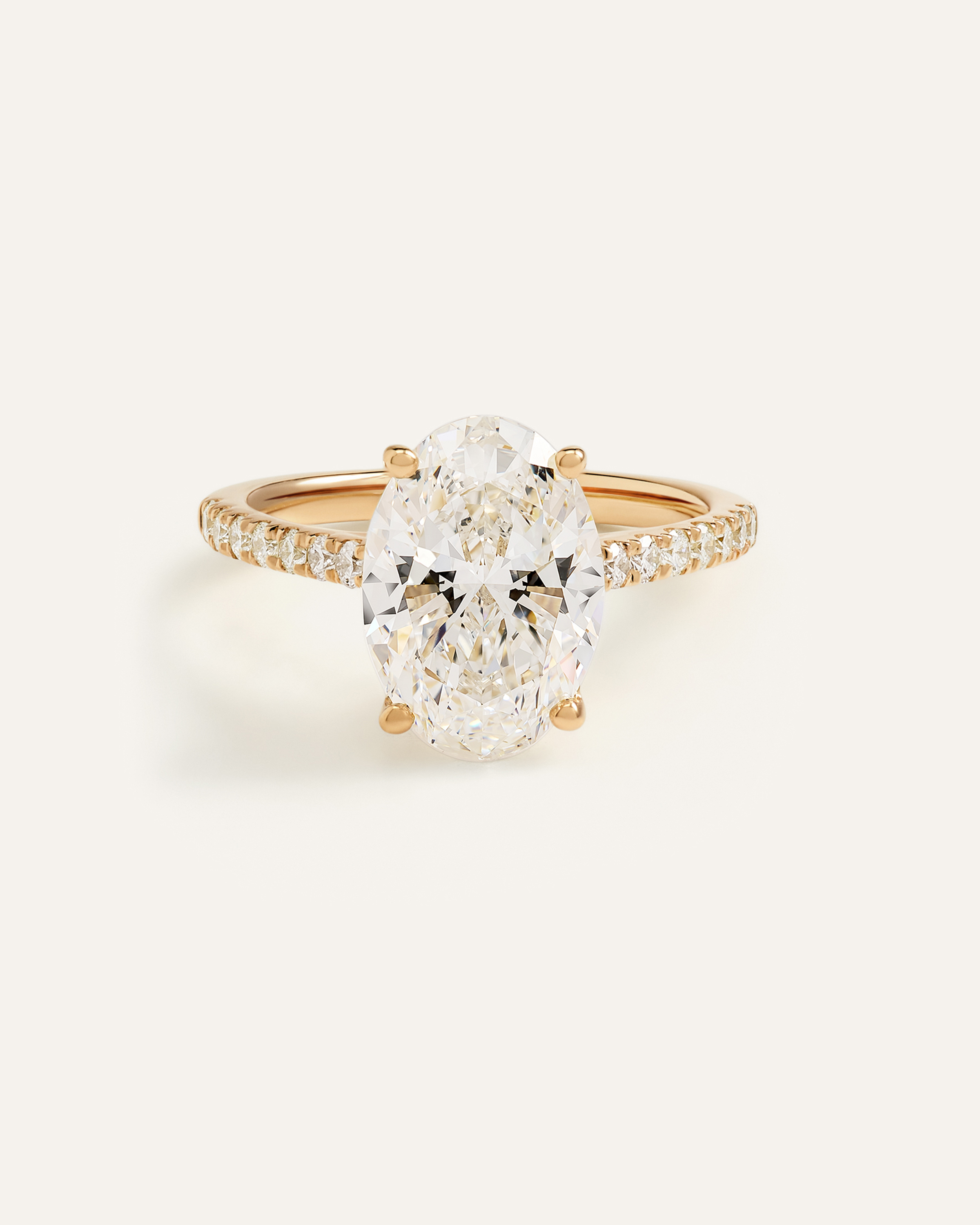 Lab Grown Diamond Oval Pave Trellis Cathedral Engagement Ring - 4ct