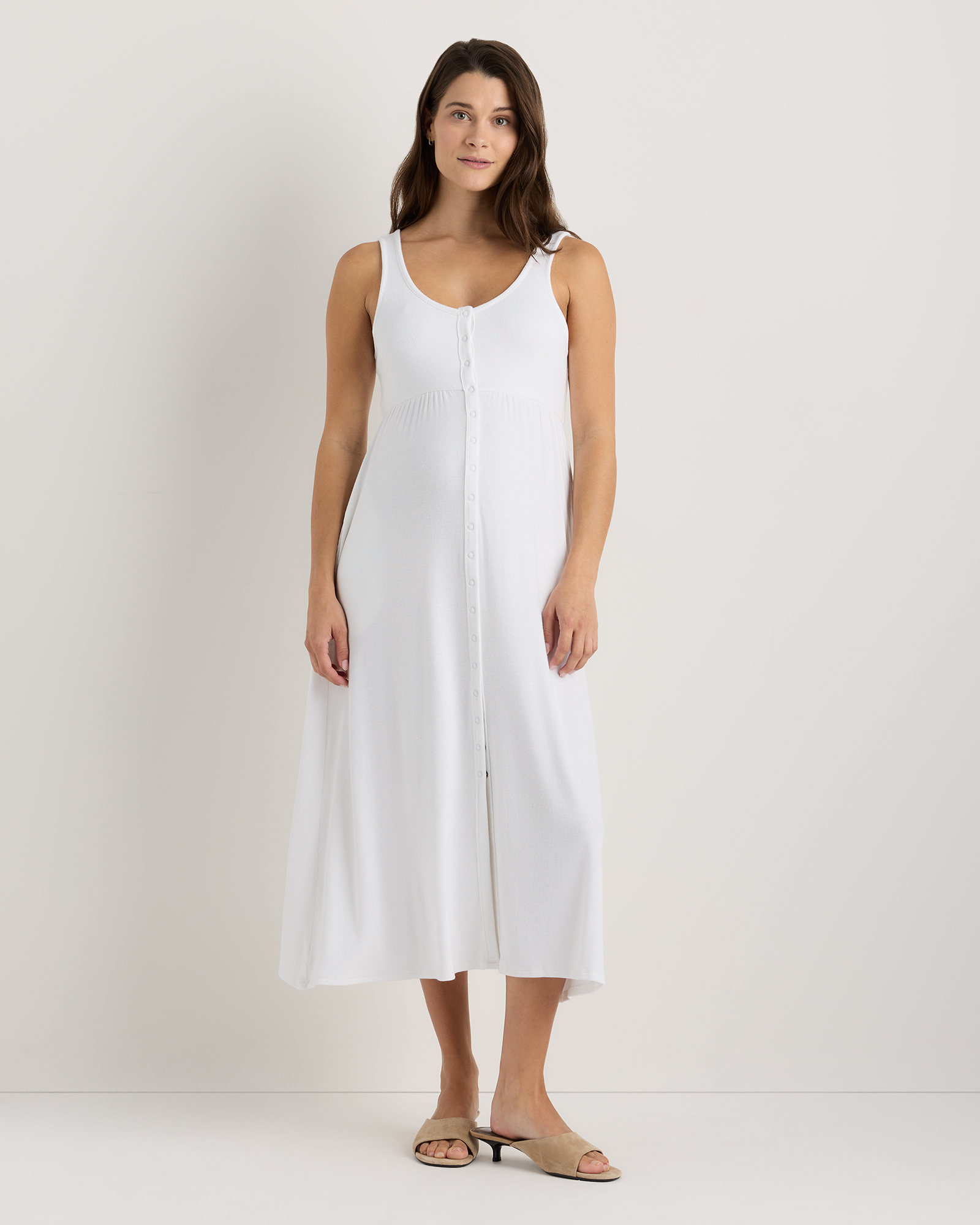 Bamboo Maternity Sleeveless Button Front Dress