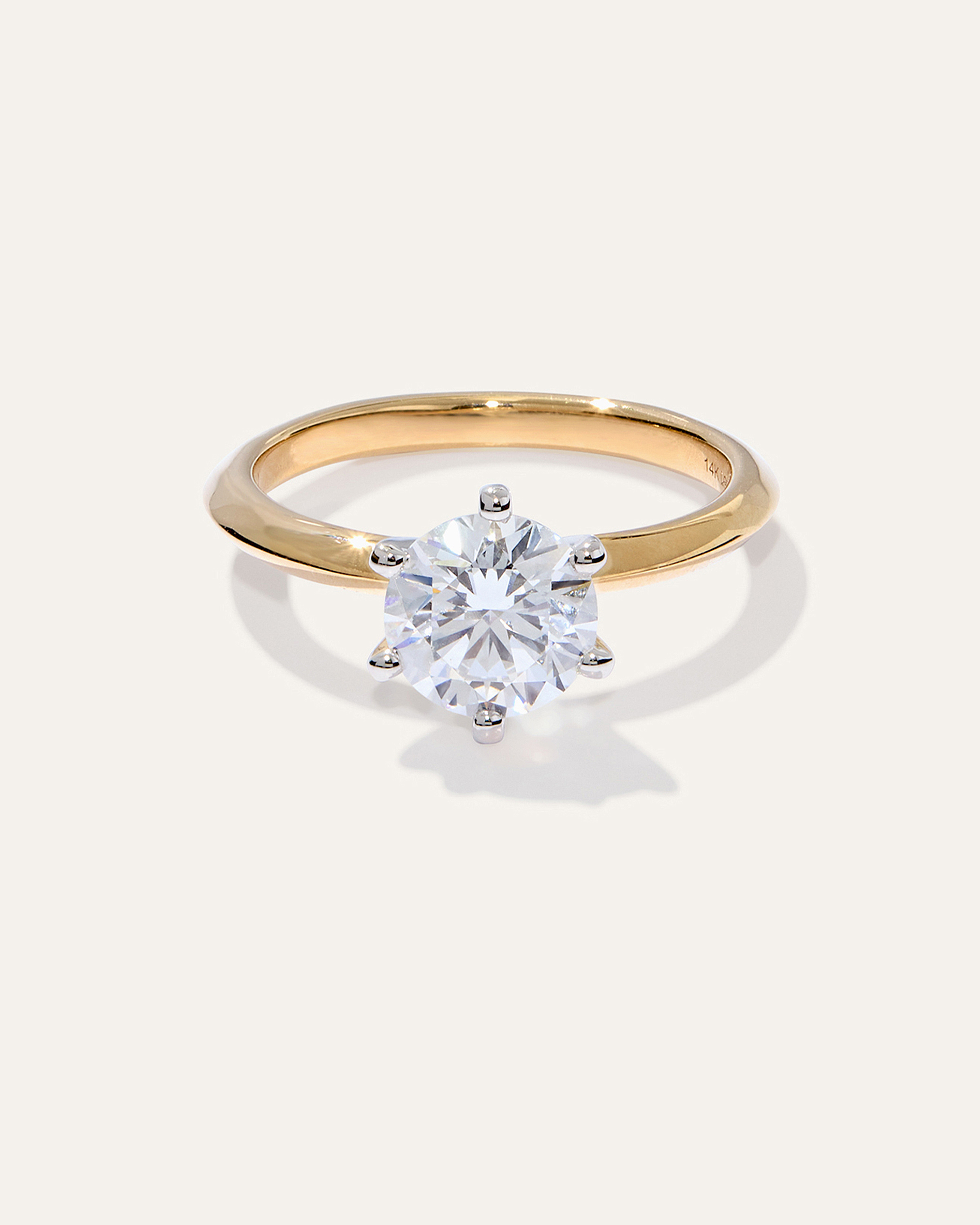 Lab Grown Diamond Round Six Prong Knife Edge Engagement Ring - 1.5ct