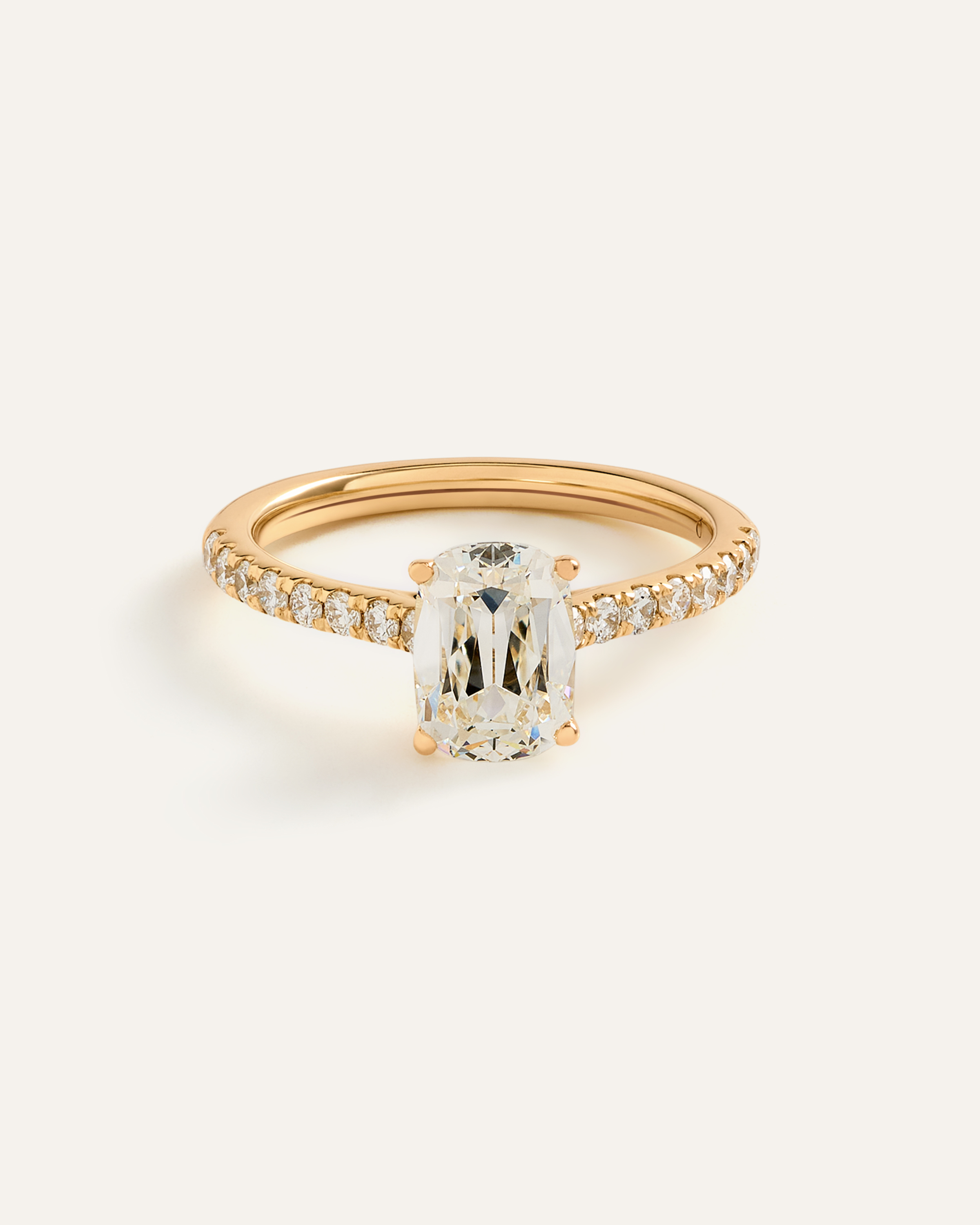 Lab Grown Diamond Antique Cushion Pave Trellis Cathedral Engagement Ring - 1.5ct