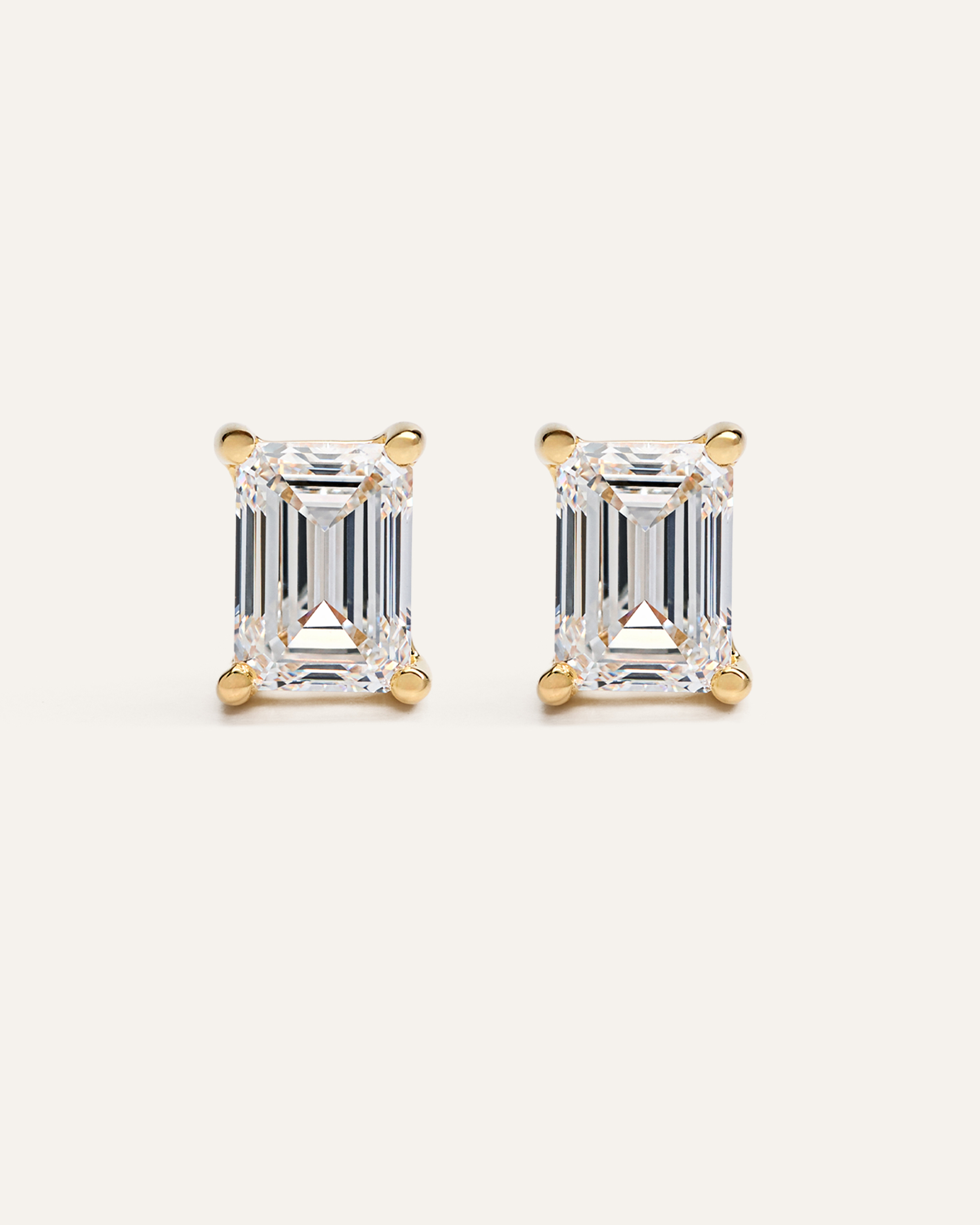 14K Gold Lab Grown Diamond Statement Emerald Studs - 8ctw