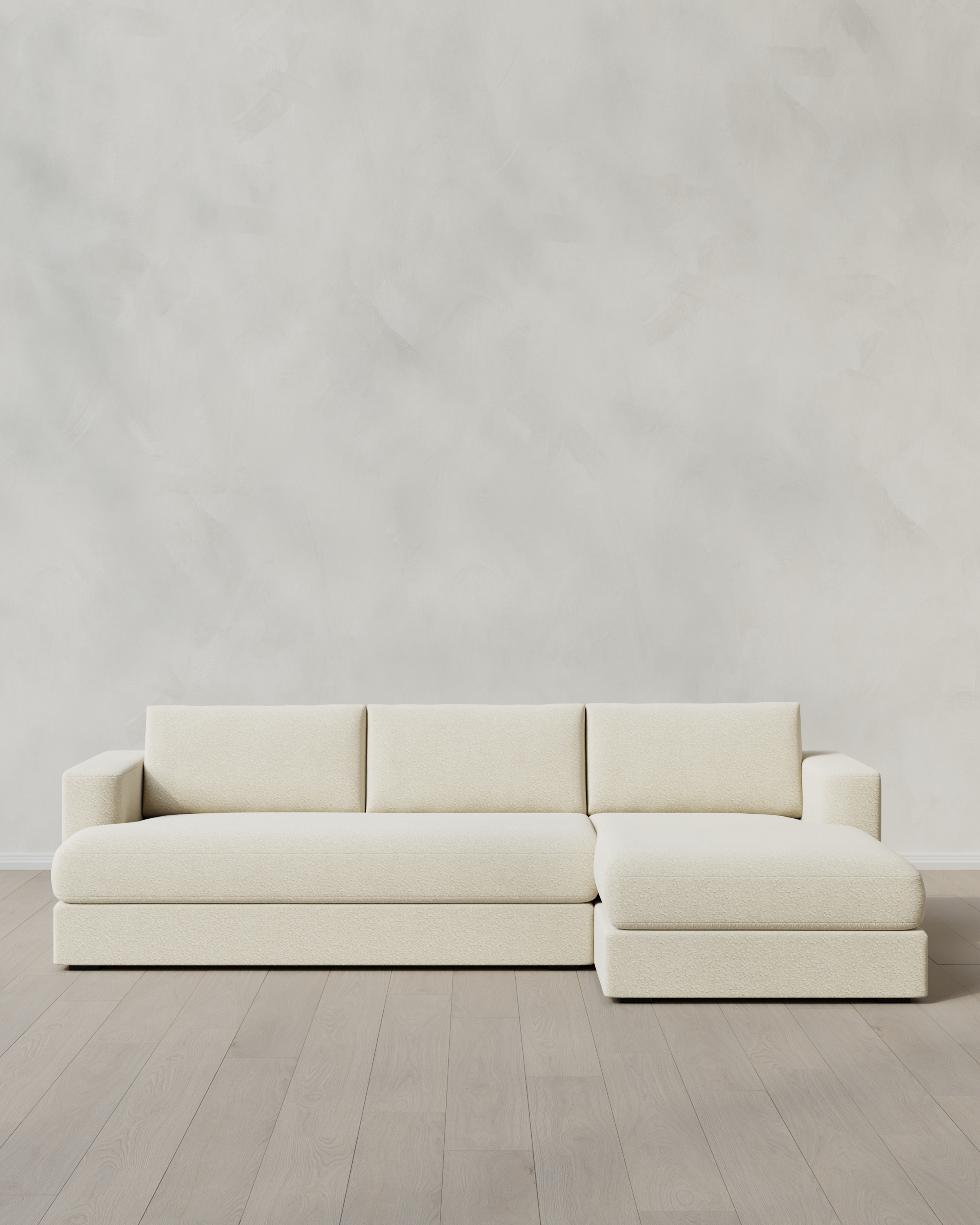 Sierra Curved Arm Chaise Sectional in Performance Boucle