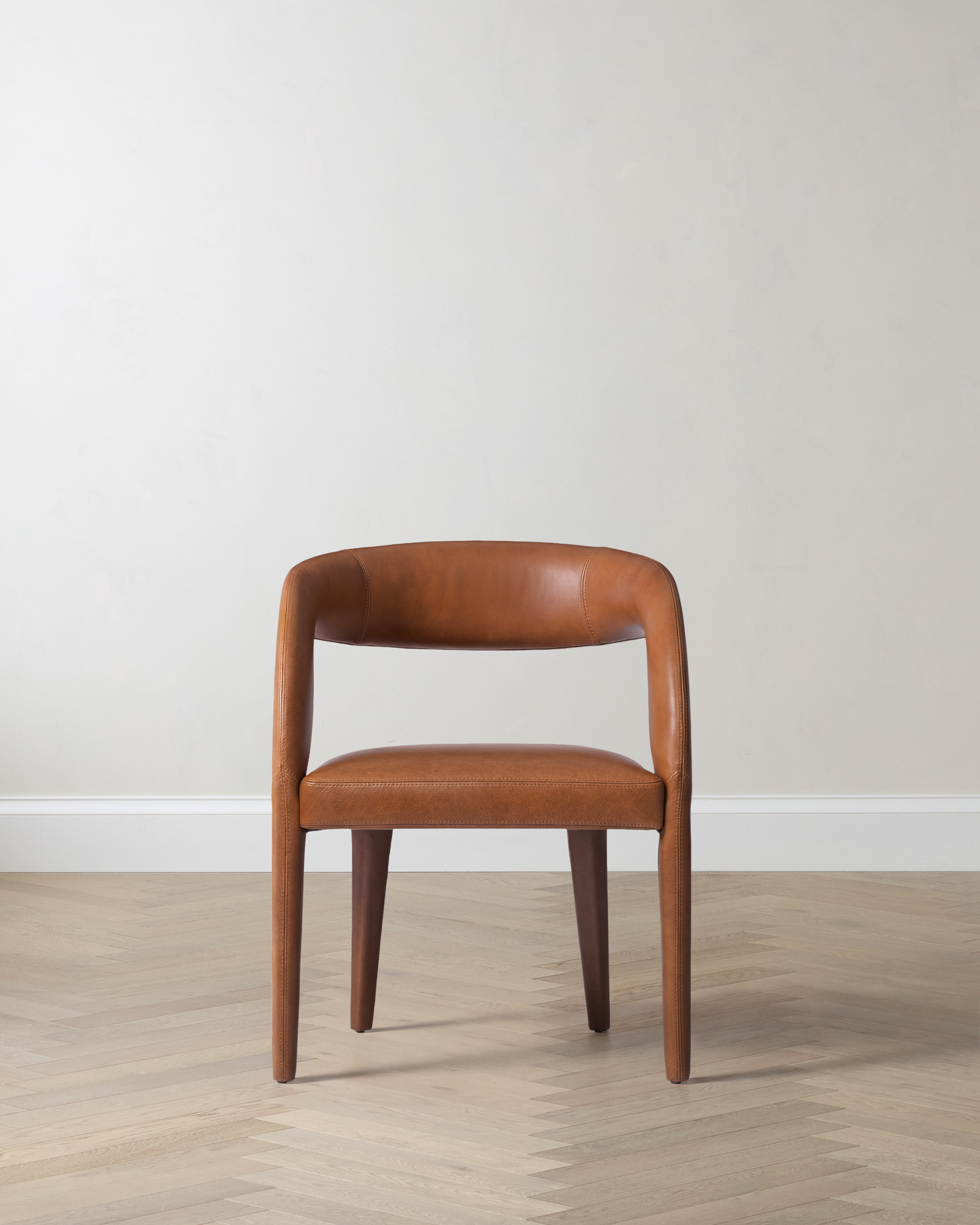 Italian Leather Barrel Back Dining Chair