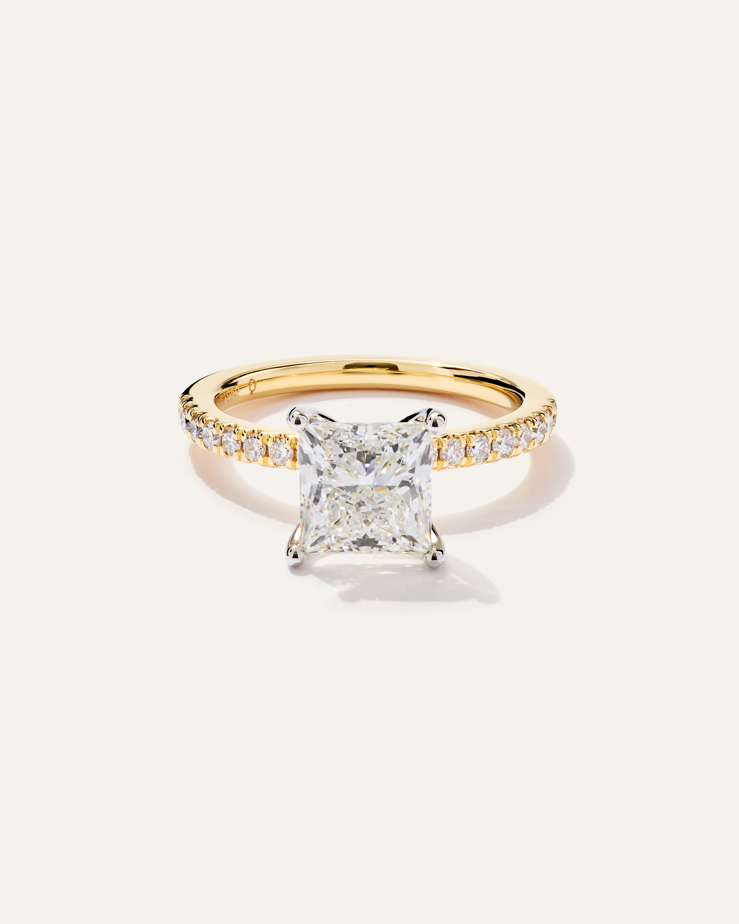 Lab Grown Diamond Princess Petite Pave Engagement Ring - 2.5ct