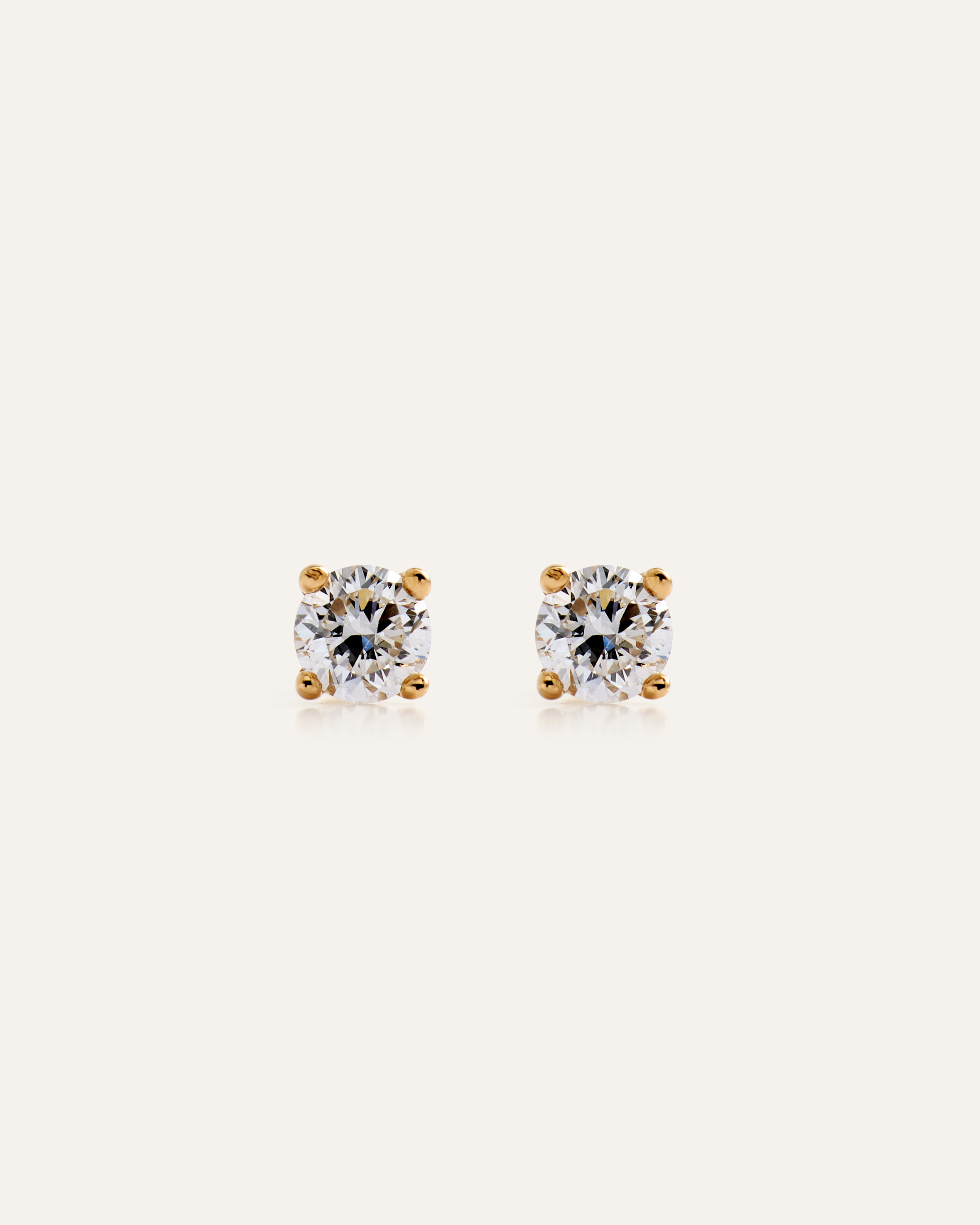 14K Gold Lab Grown Diamond Round Tiny Flat Back Stud - Pair
