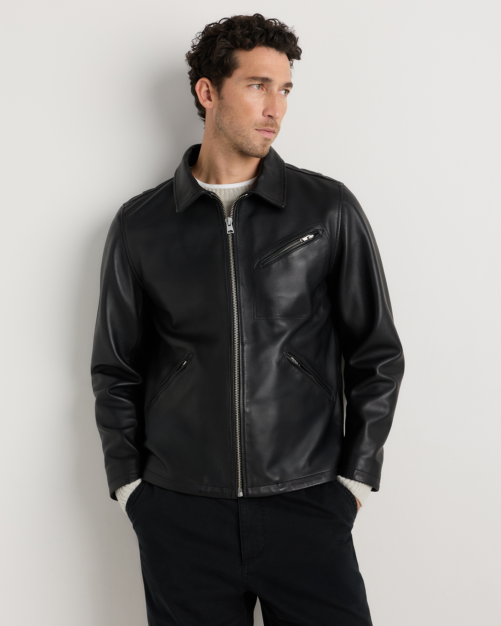 100% Washed Leather Moto Jacket