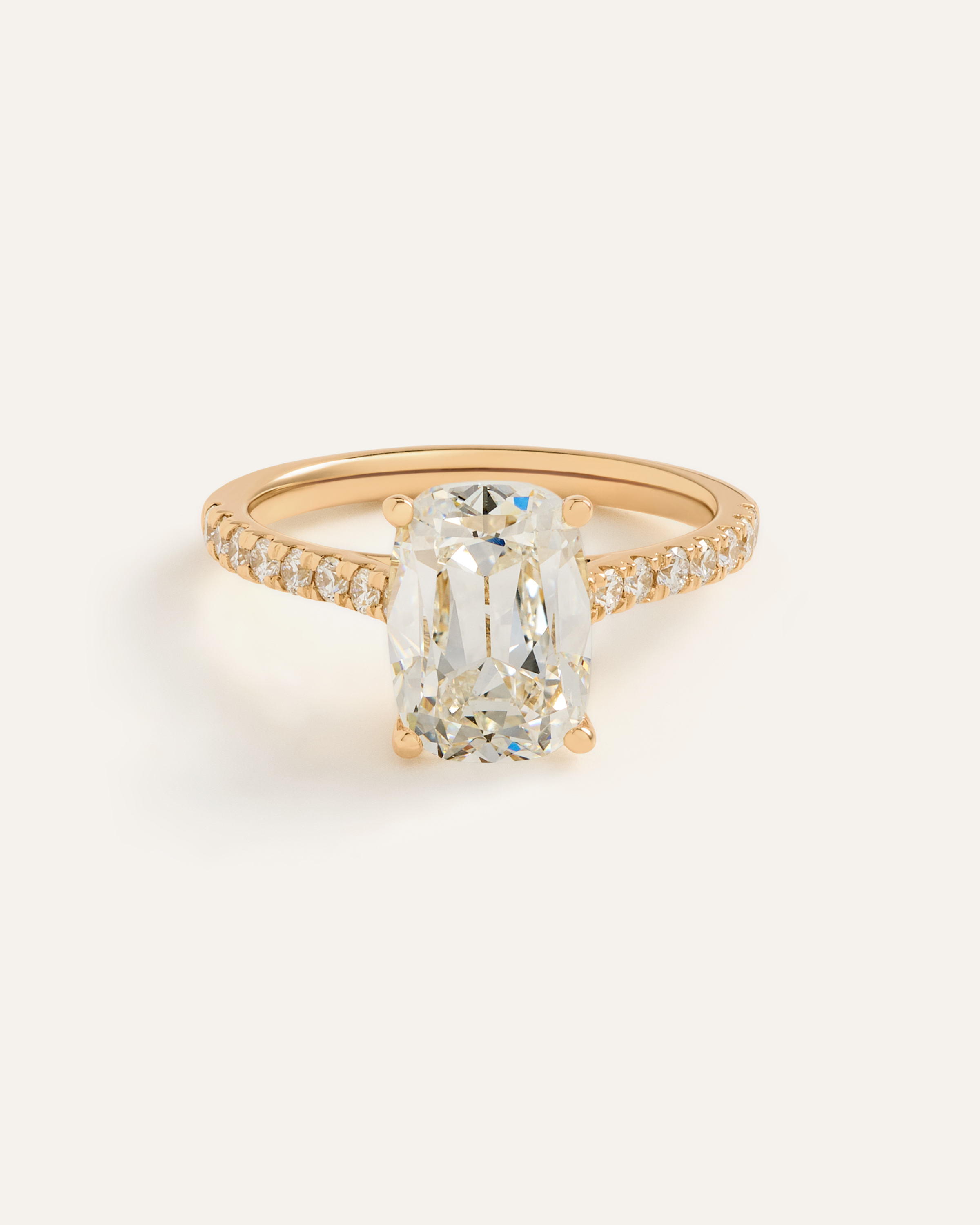 Lab Grown Diamond Antique Cushion Pave Trellis Cathedral Engagement Ring - 3ct