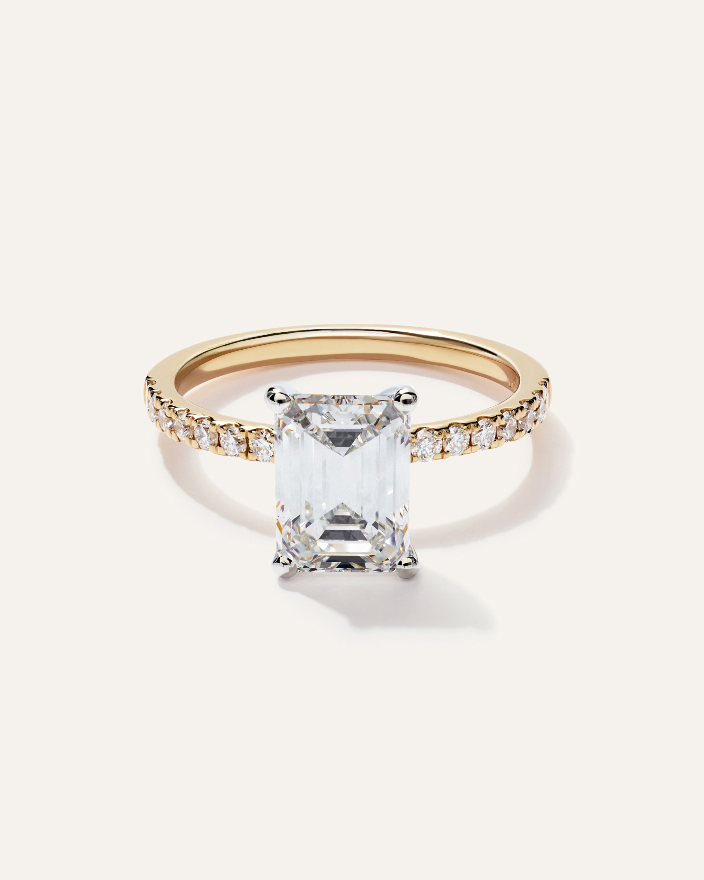 Lab Grown Diamond Emerald Petite Pave Engagement Ring - 2.5ct