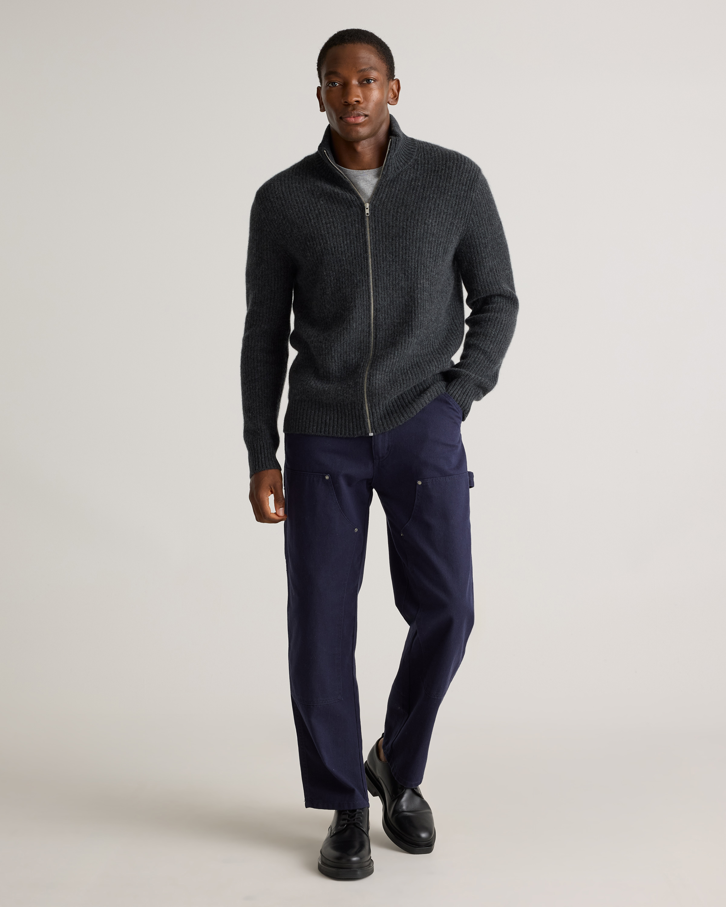 Mongolian Cashmere Fisherman Full Zip Sweater