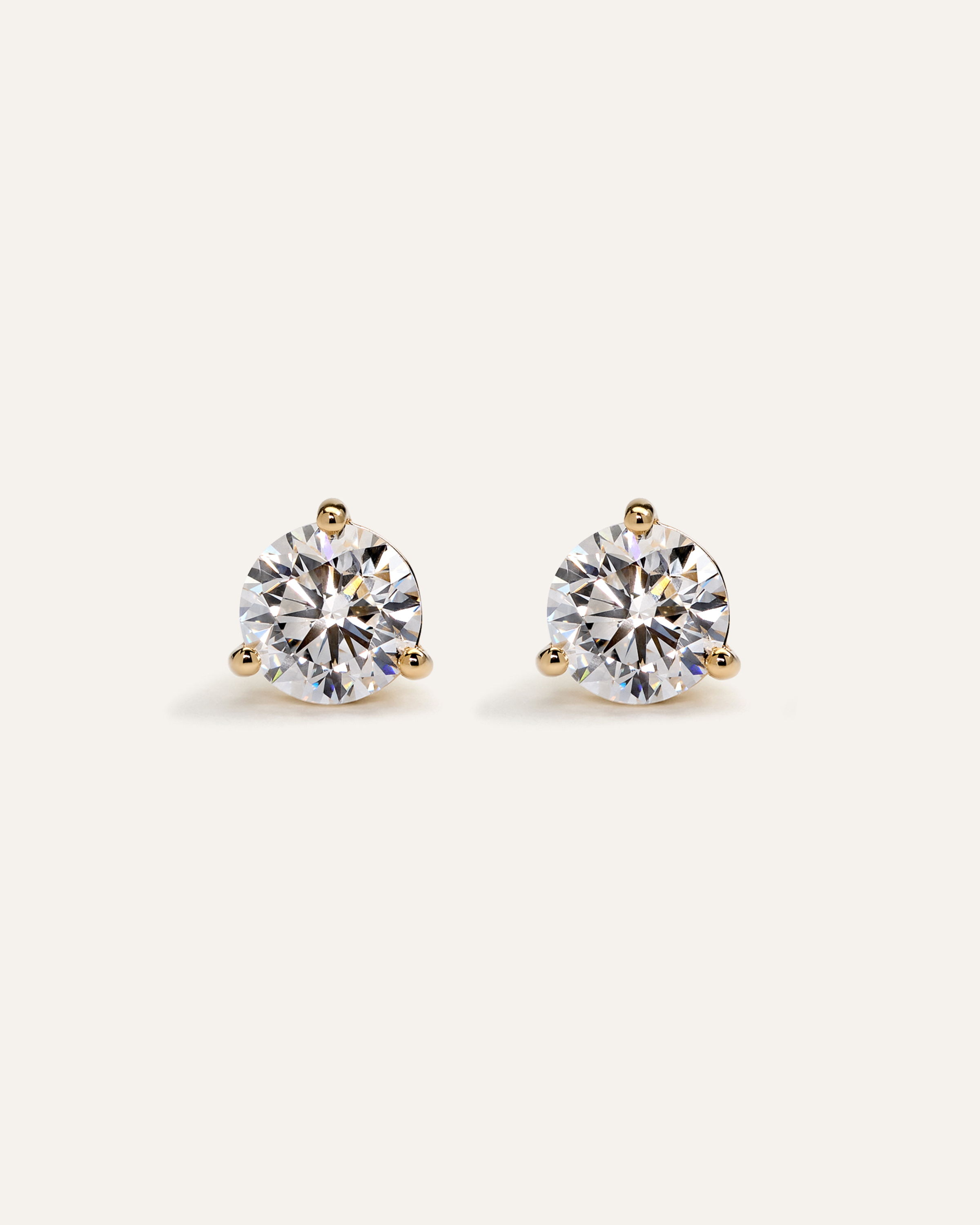 14K Gold Lab Grown Diamond Martini Studs - 3ctw