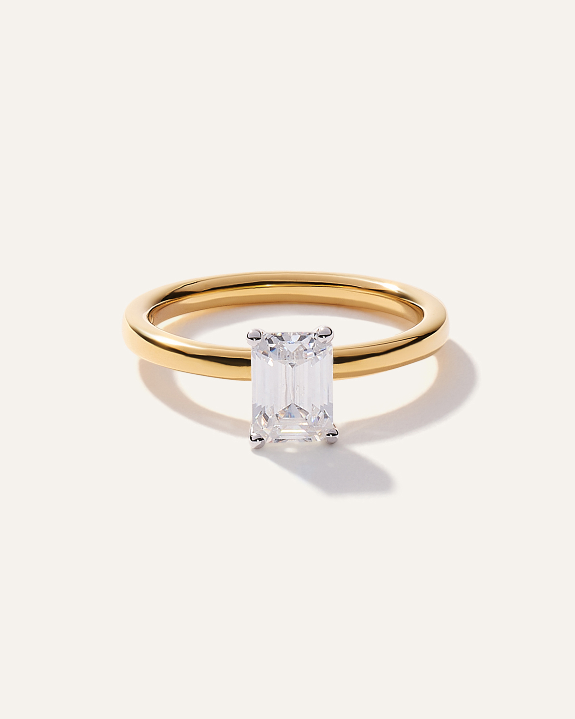 Lab Grown Diamond Emerald Comfort Fit Engagement Ring - 1ct