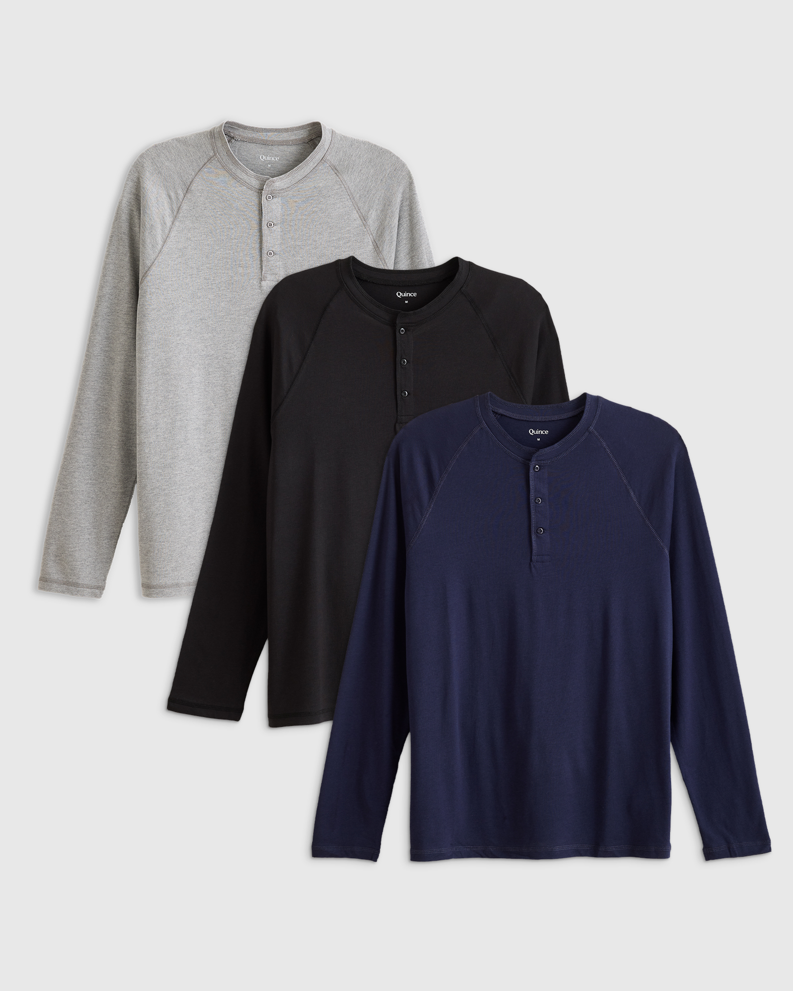 Men's Cotton Modal Long Sleeve Henley Tee 3 Pack Bundle