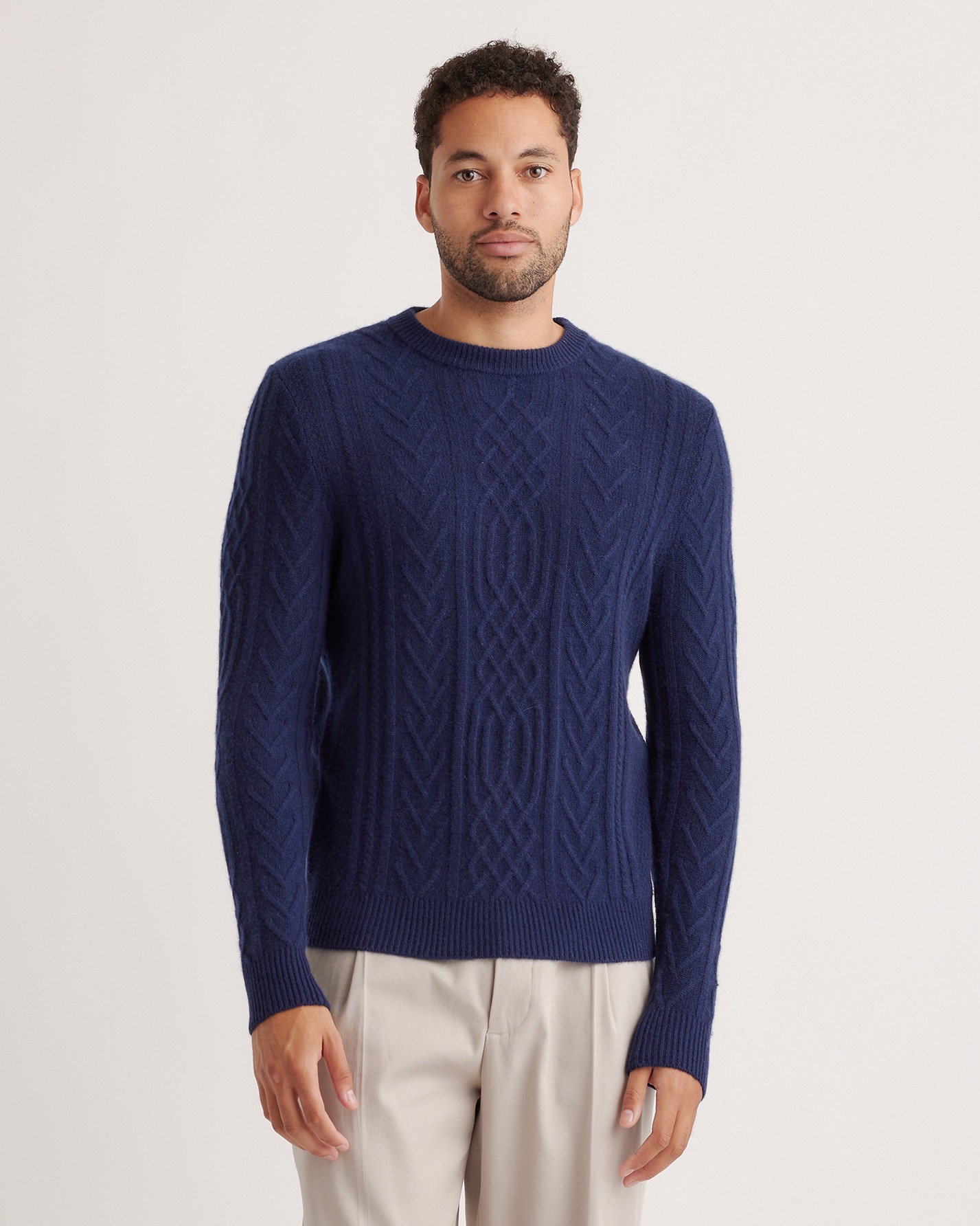 Mongolian Spring Cashmere Cable Crewneck Sweater