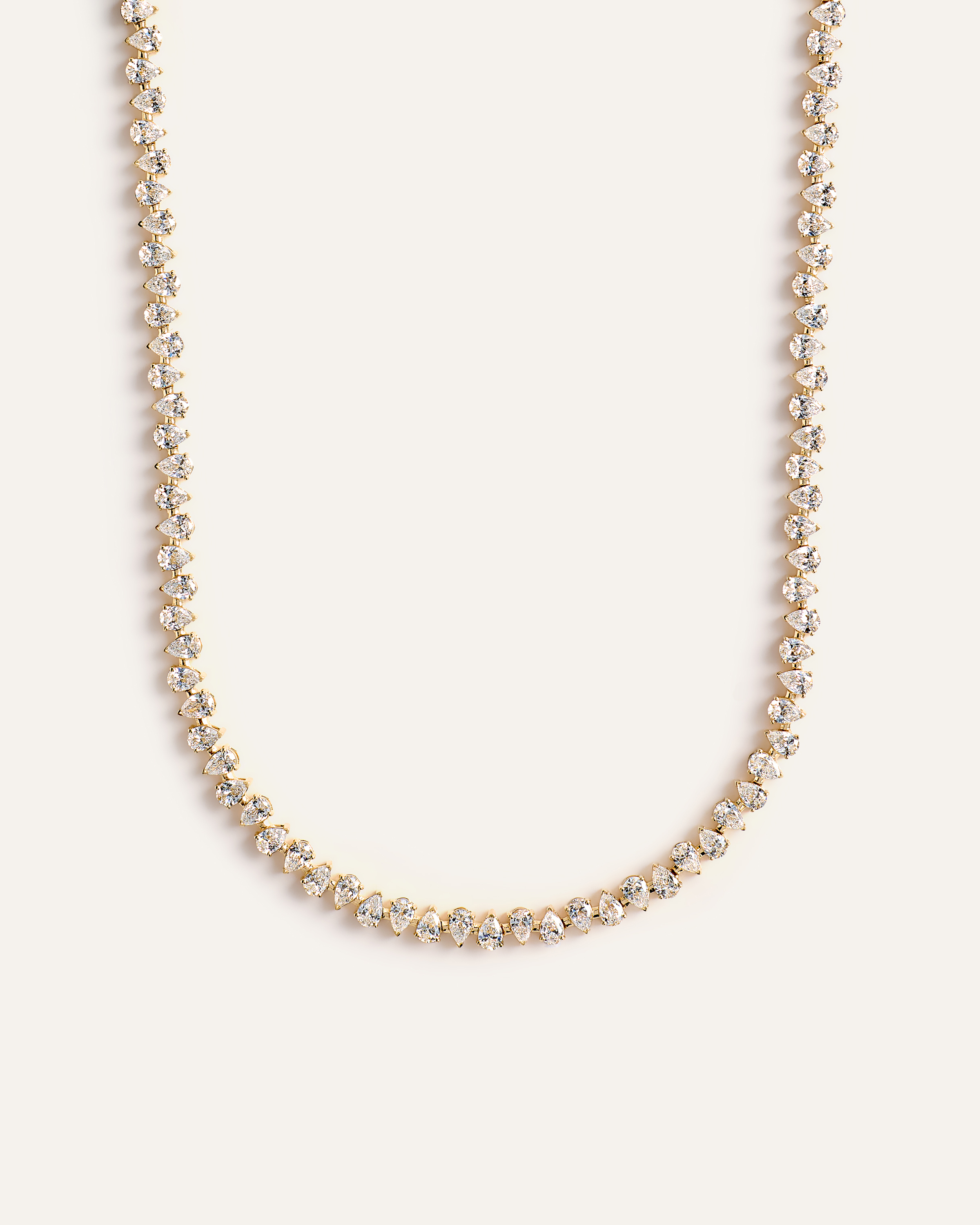 14K Gold Lab Grown Diamond Alternating Pear Tennis Necklace