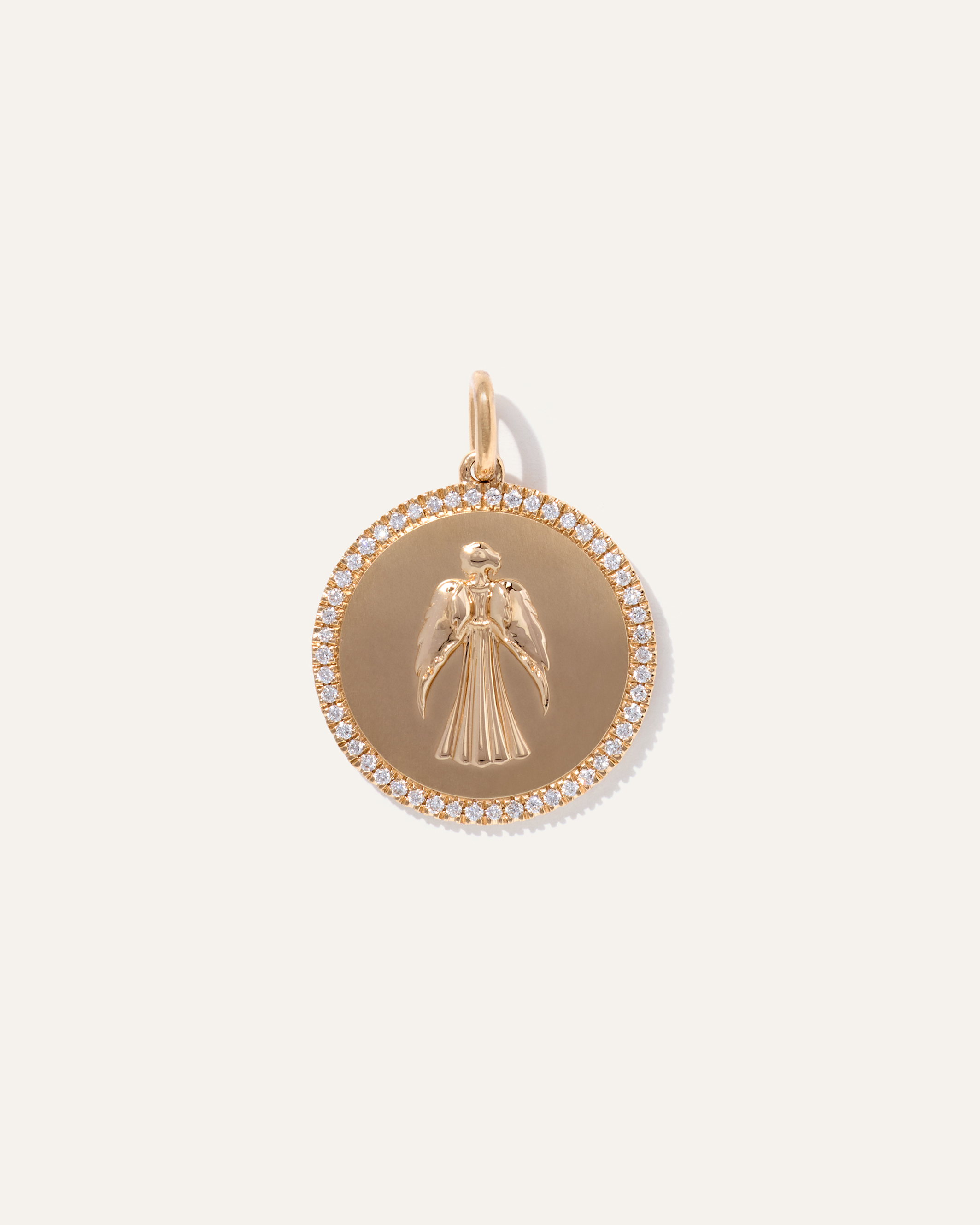 14K Gold Pave Zodiac Medallion Charm