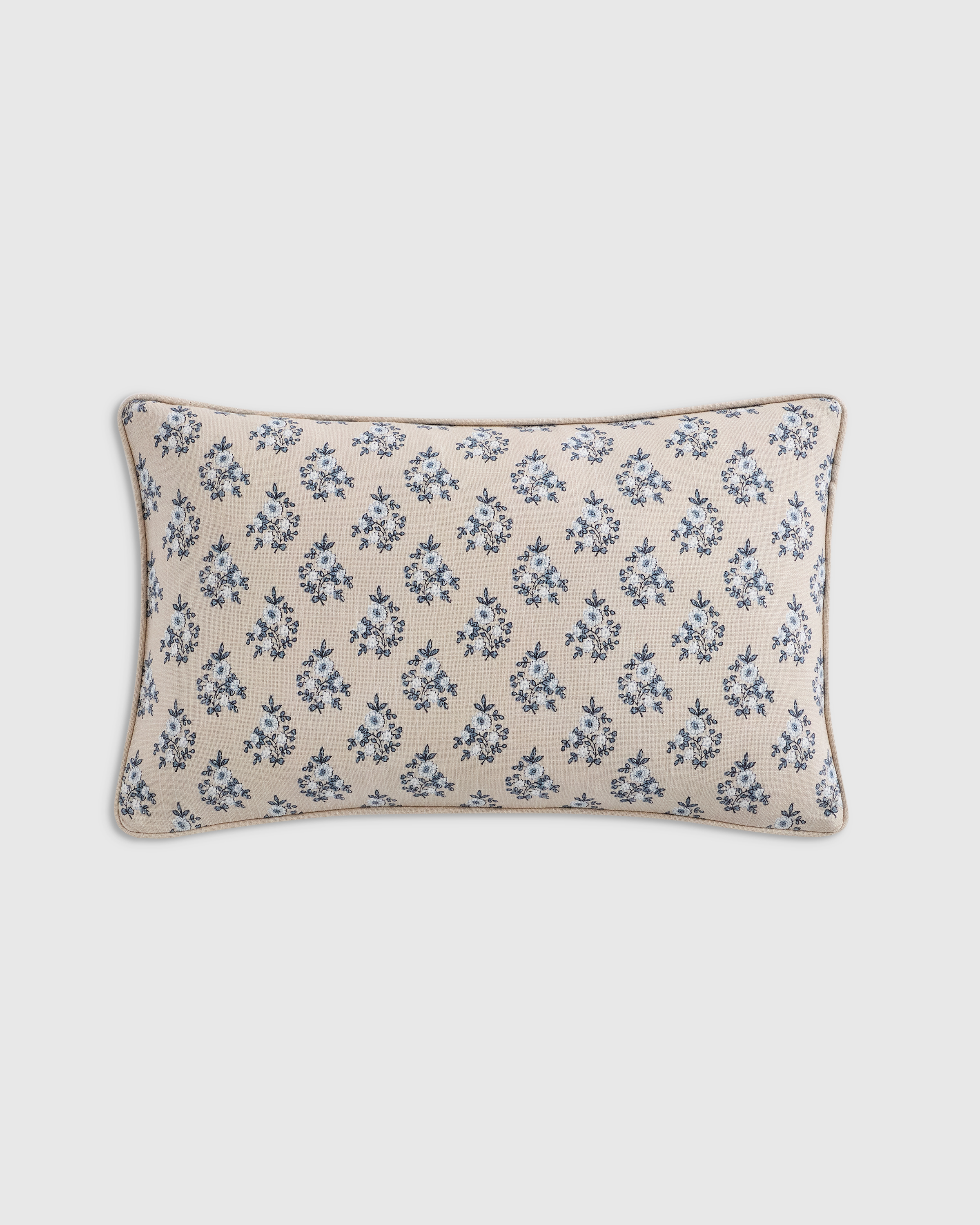 Piped Block Print Cotton Pillow Cover
