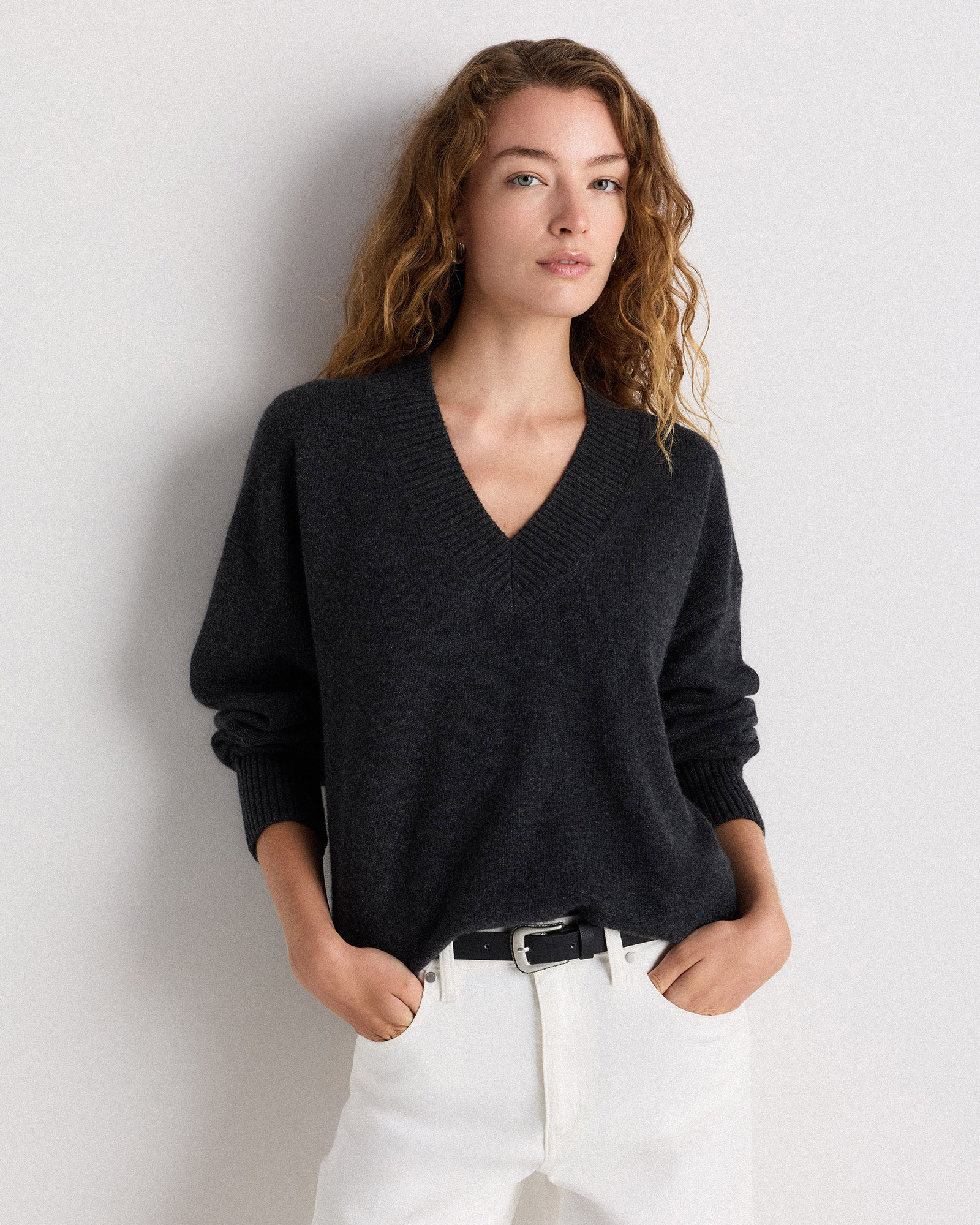 Mongolian Cashmere Oversized V-Neck Sweater