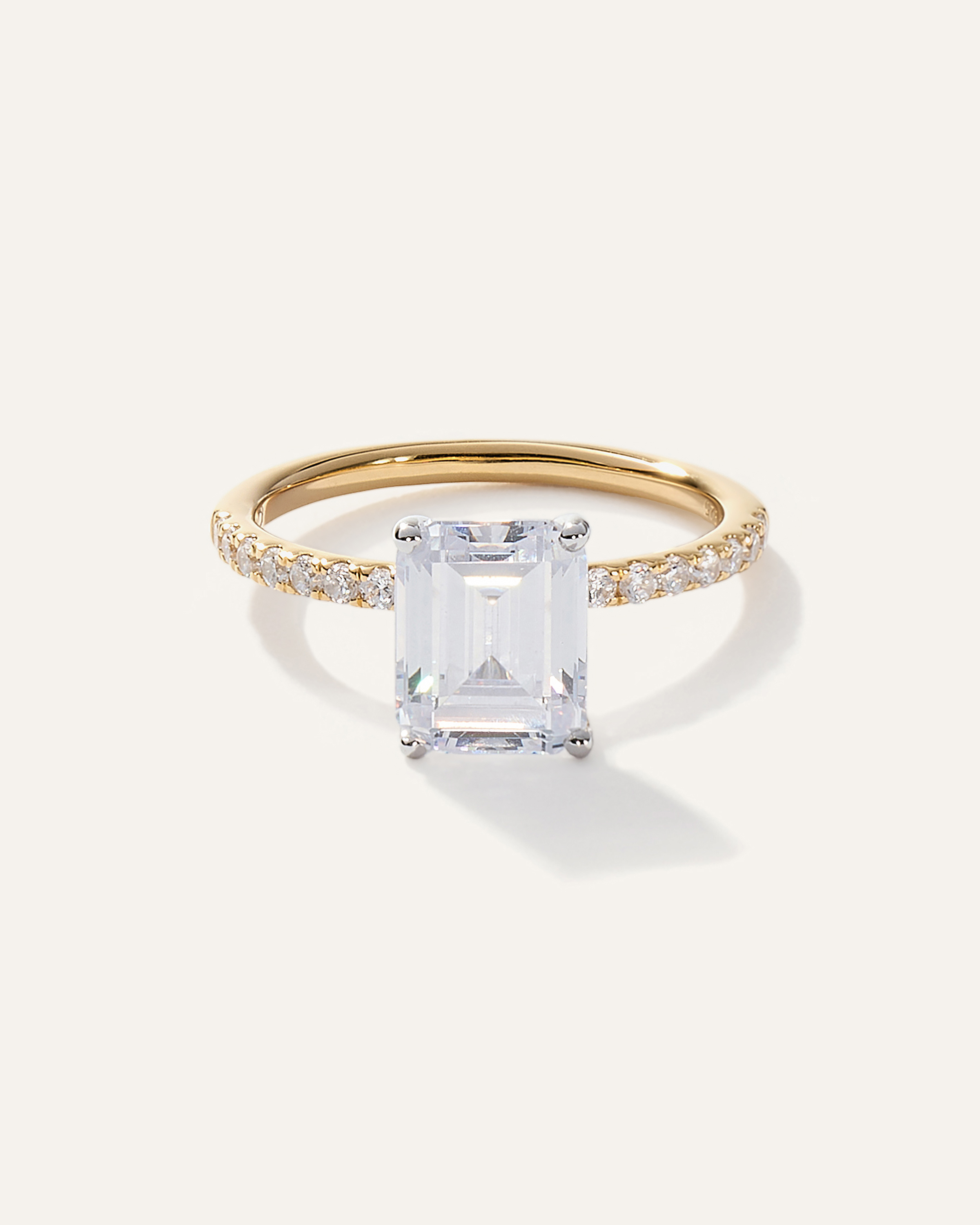 Lab Grown Diamond Emerald Petite Pave Engagement Ring - 3ct