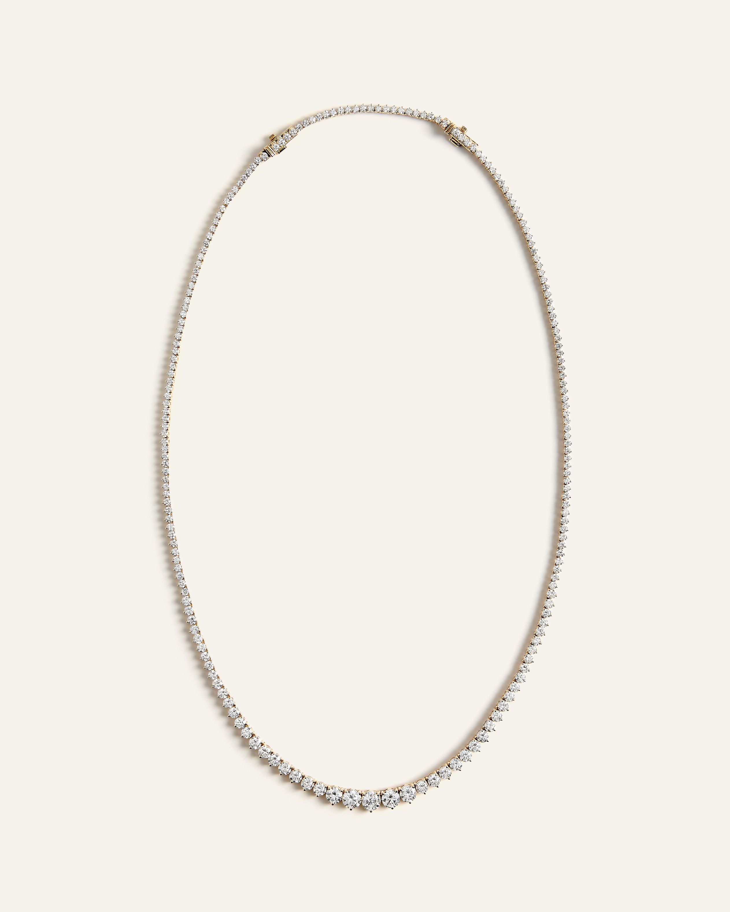14K Gold Lab Grown Diamond Graduated Tennis Necklace - 10ctw