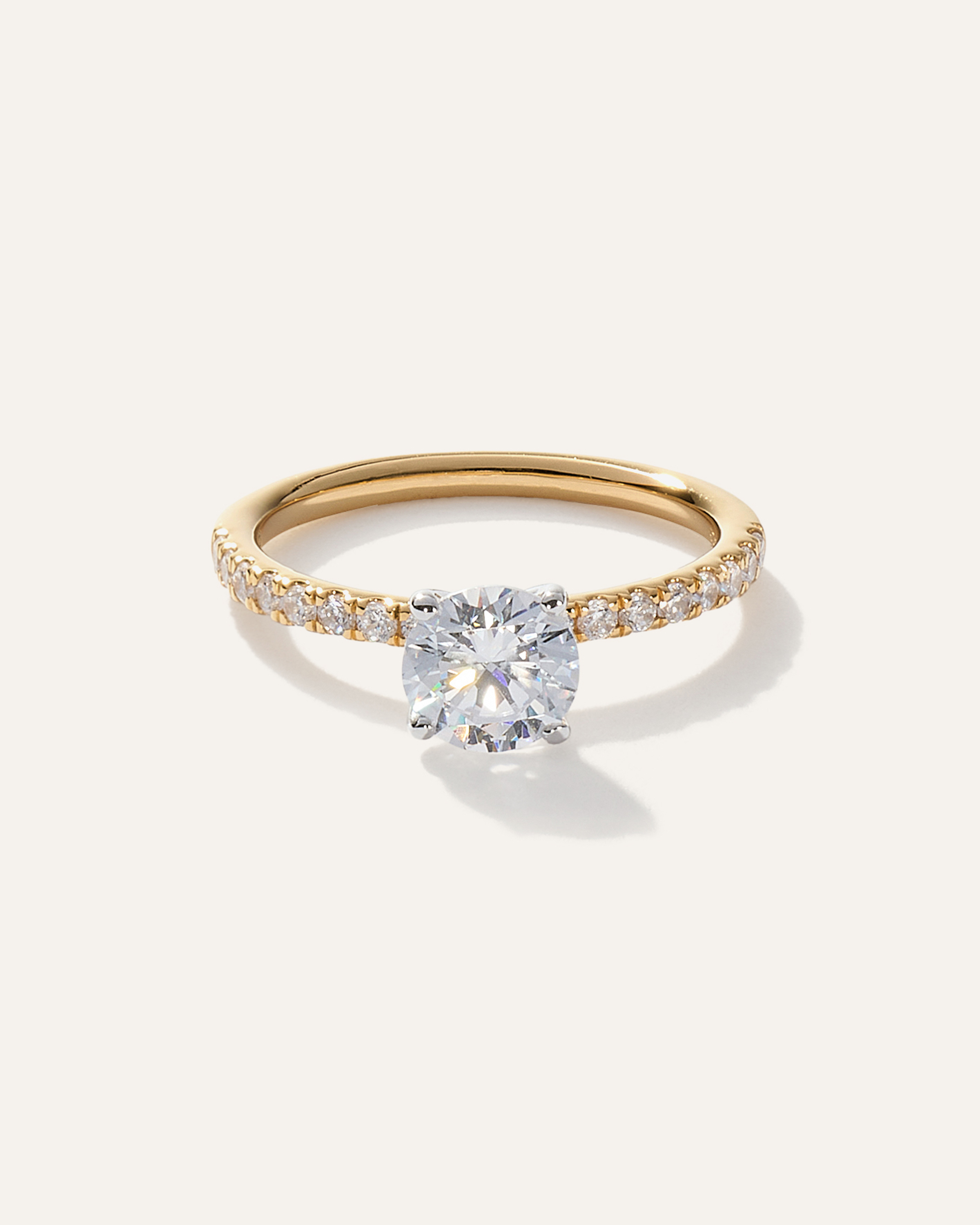 Lab Grown Diamond Round Petite Pave Engagement Ring - 1ct