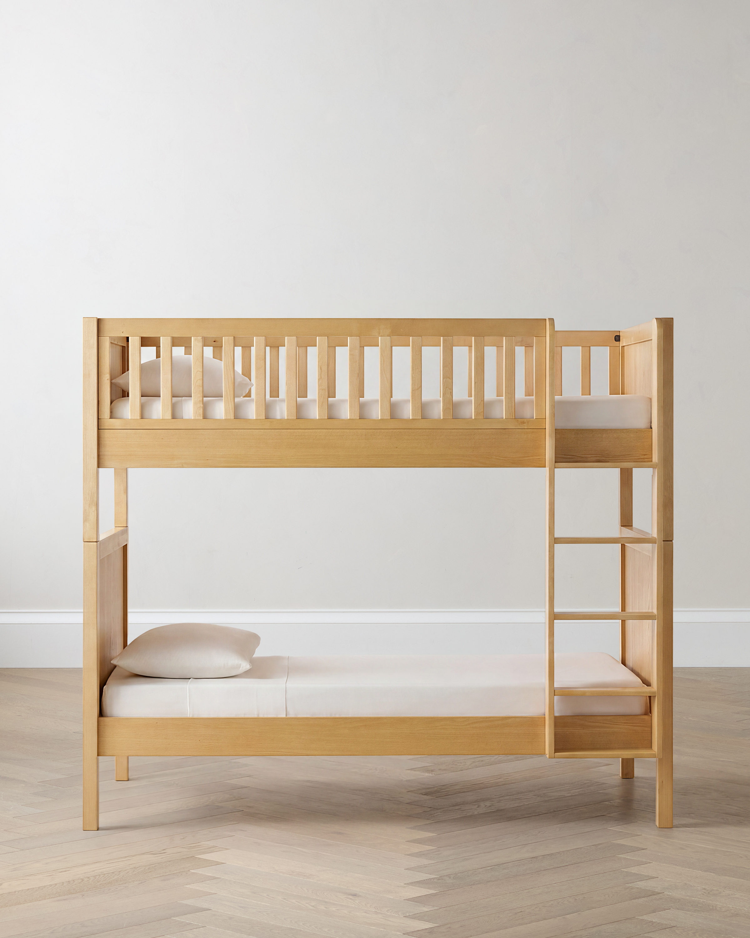 Natural Wood Twin over Twin Convertible Bunk Bed
