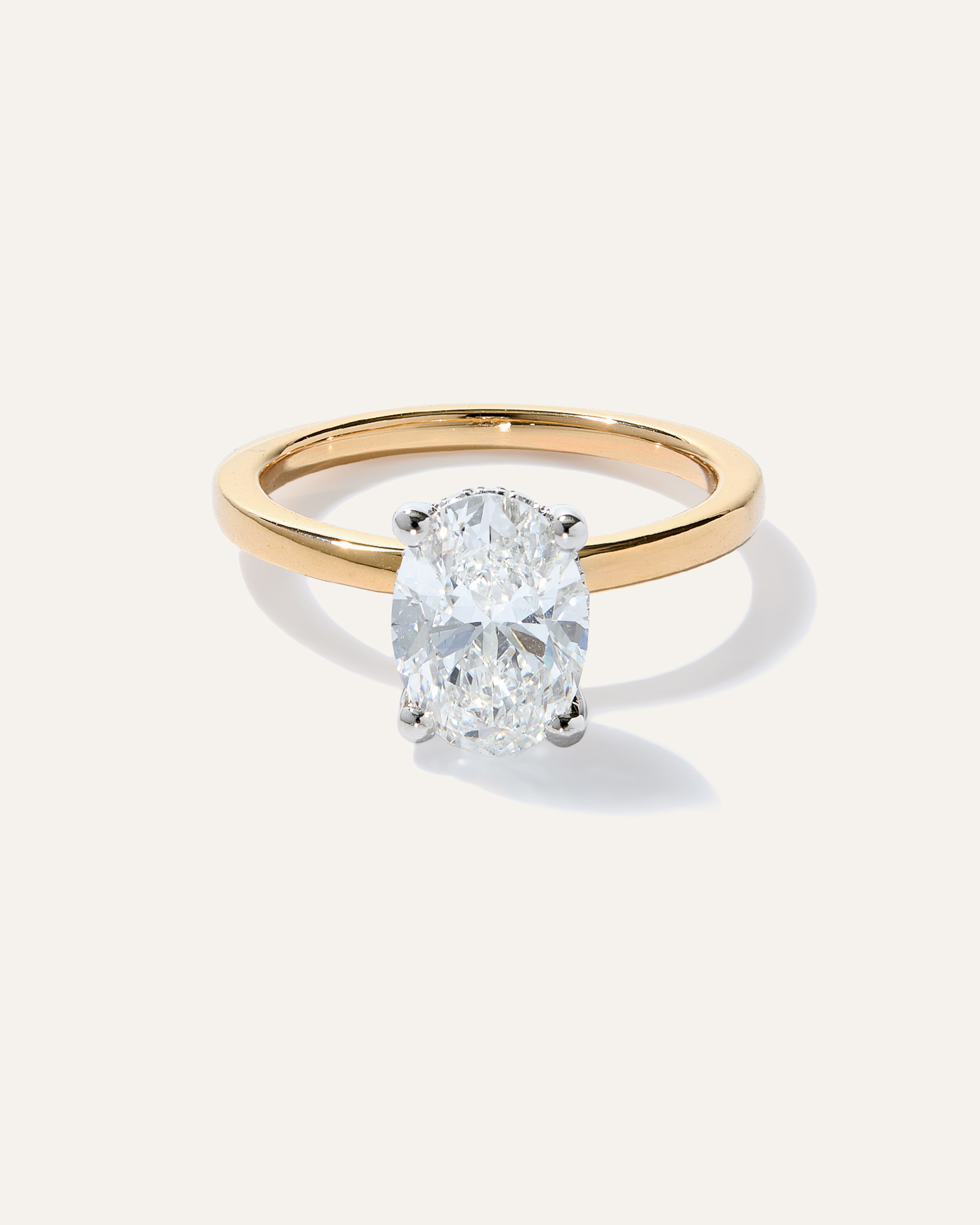 Lab Grown Diamond Oval Petite Hidden Halo Engagement Ring - 2ct