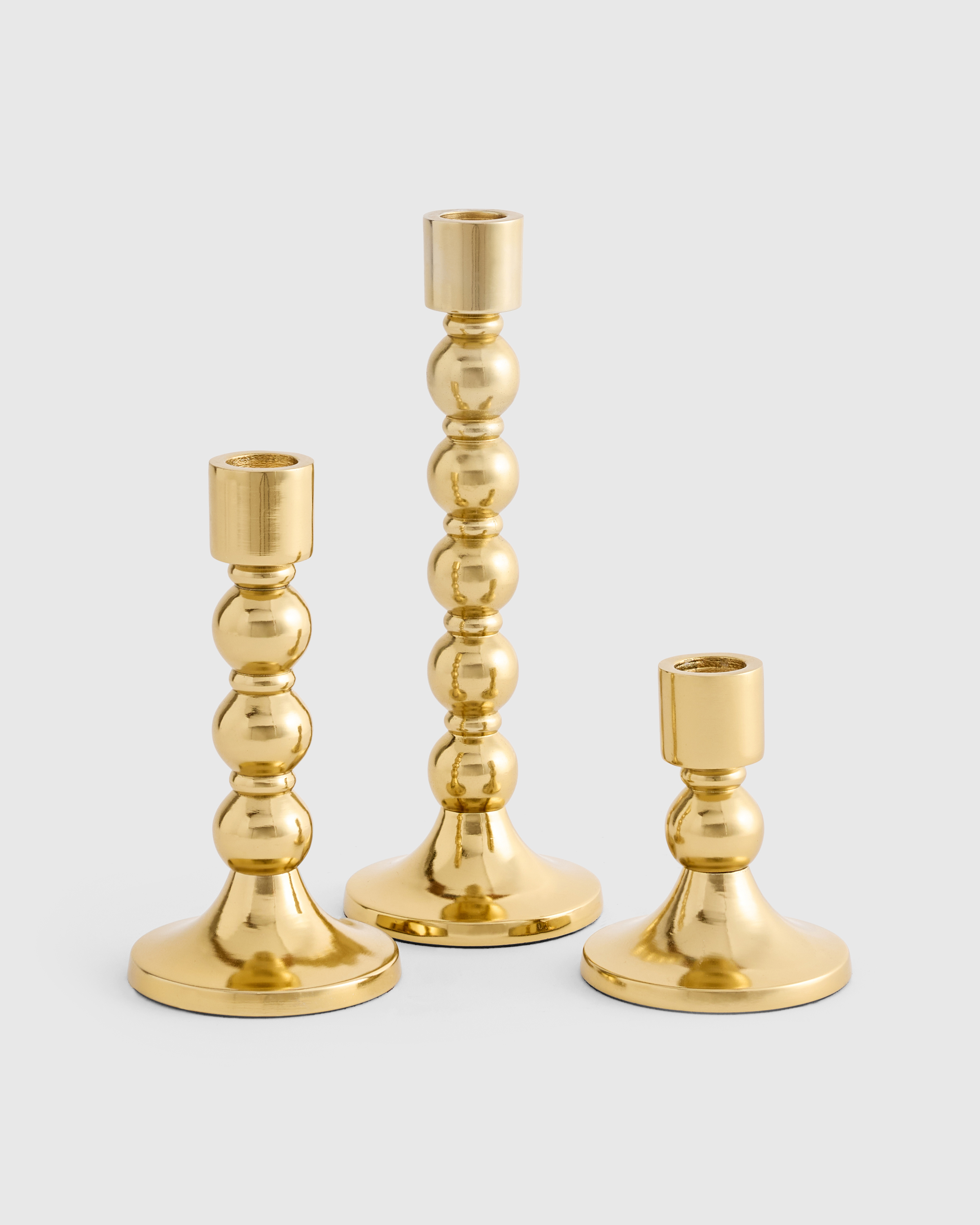 Brass Candlestick Holders (Set of 3)