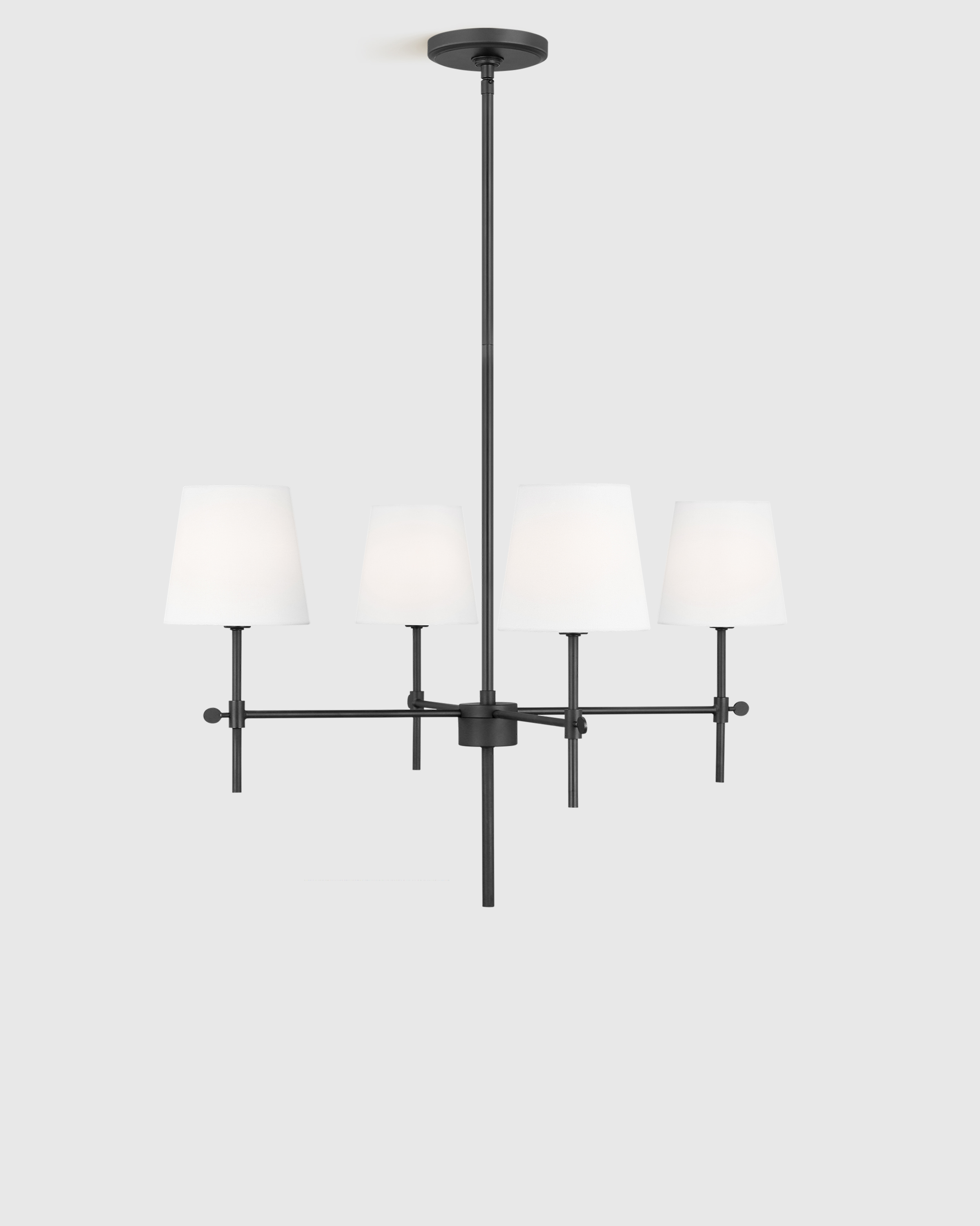 Linear Steel Chandelier with Linen Shades