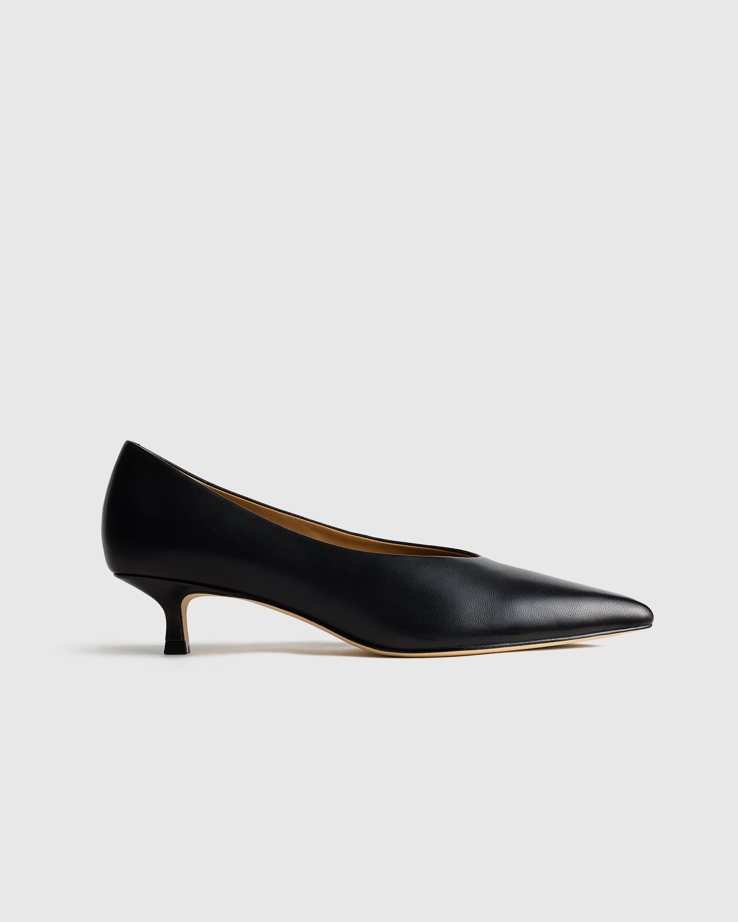 Italian Leather Pointed Toe 40mm Kitten Heel Pump