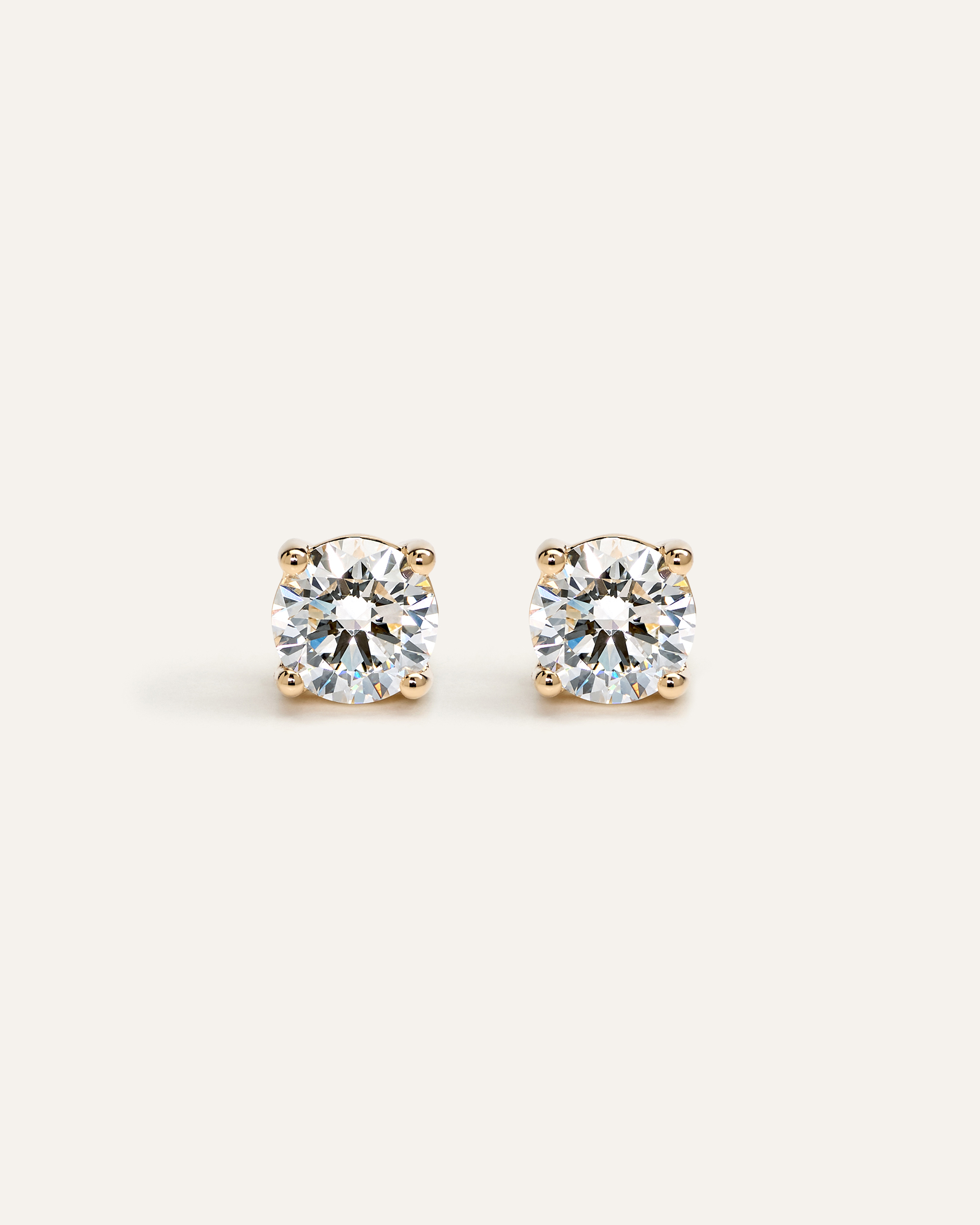 14K Gold Lab Grown Diamond Four-Prong Solitaire Studs - 2.5ctw