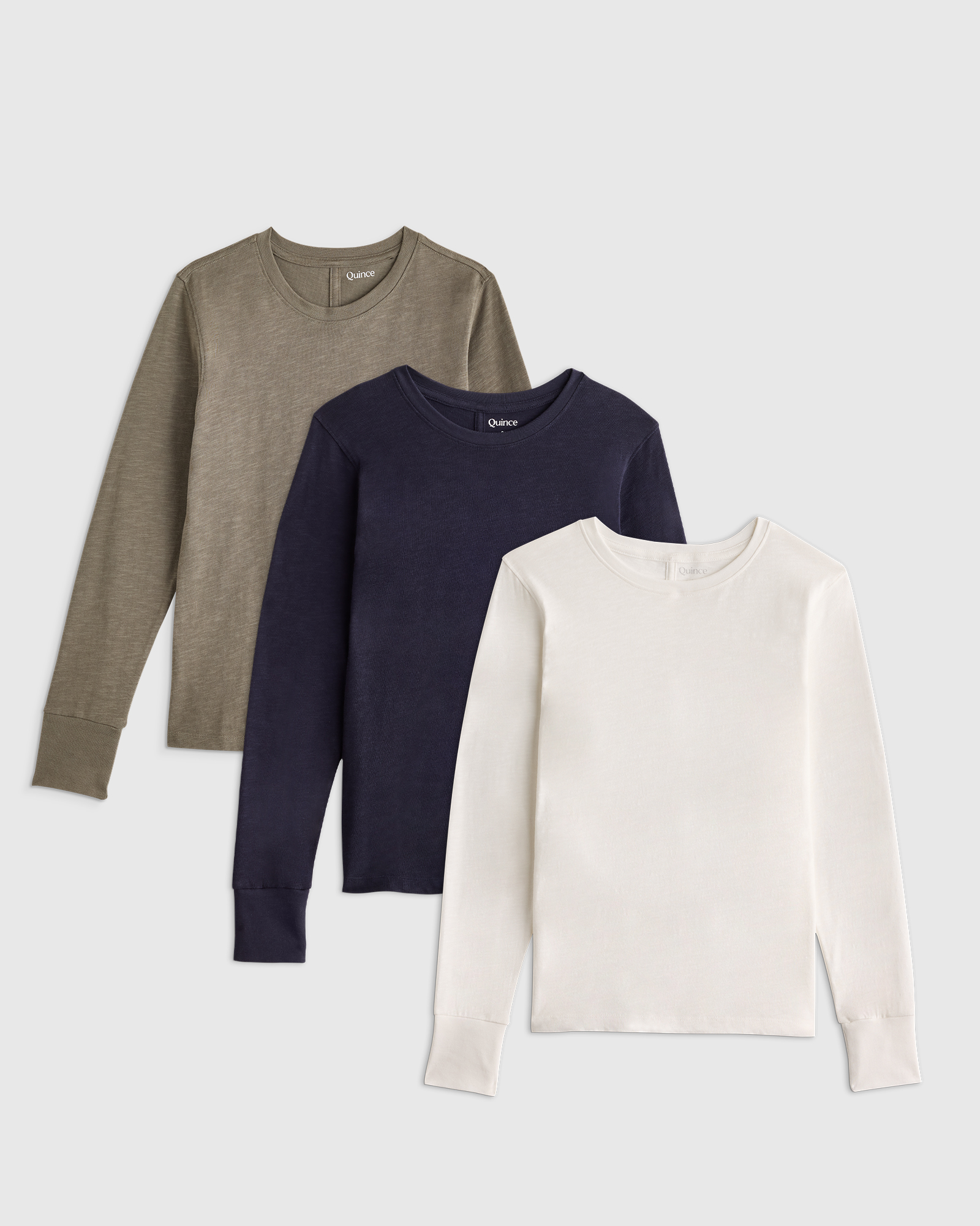 100% Organic Cotton Slub Long Sleeve Tee 3 Pack Bundle