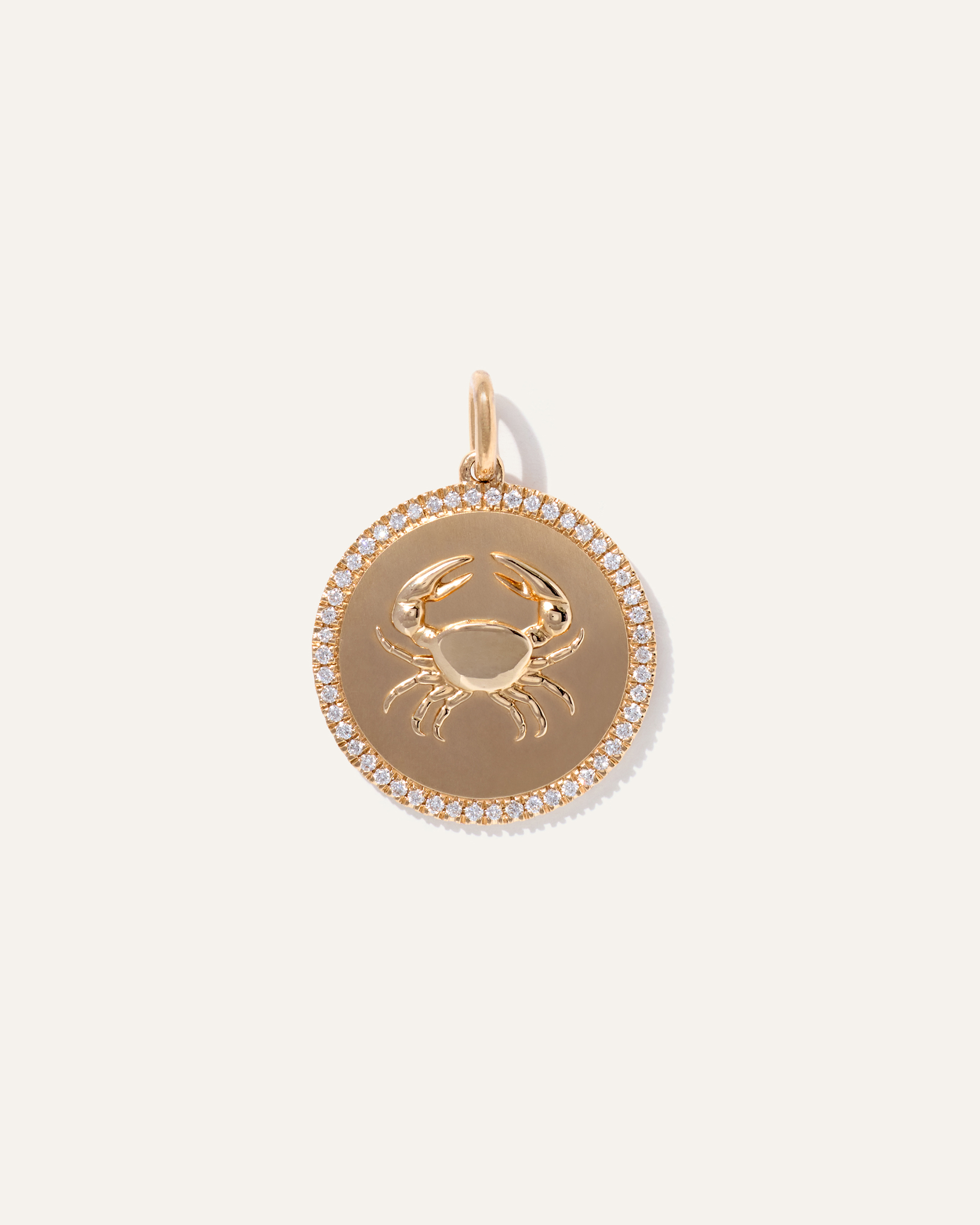 14K Gold Pave Zodiac Medallion Charm