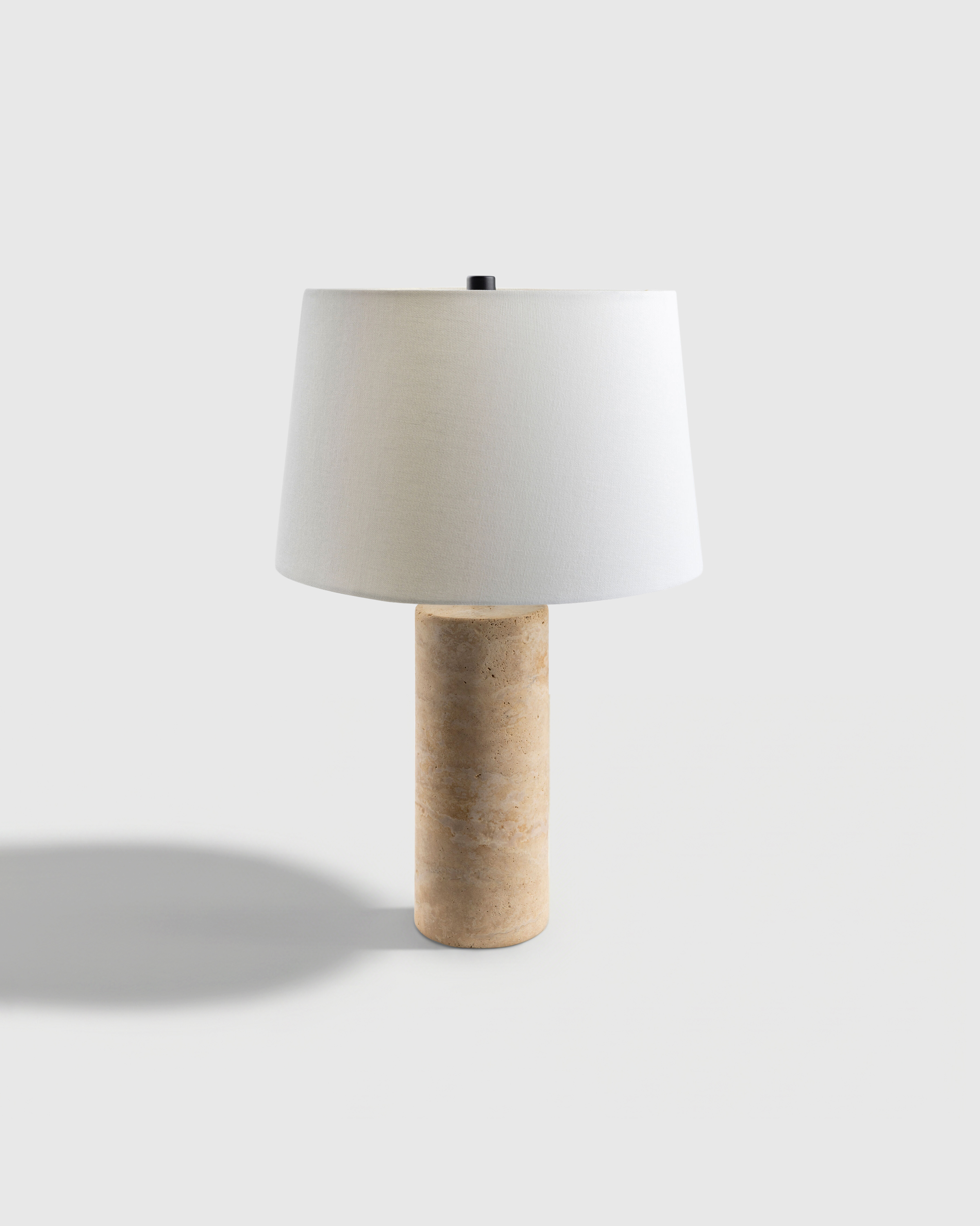 Travertine Table Lamp with Drum Shade