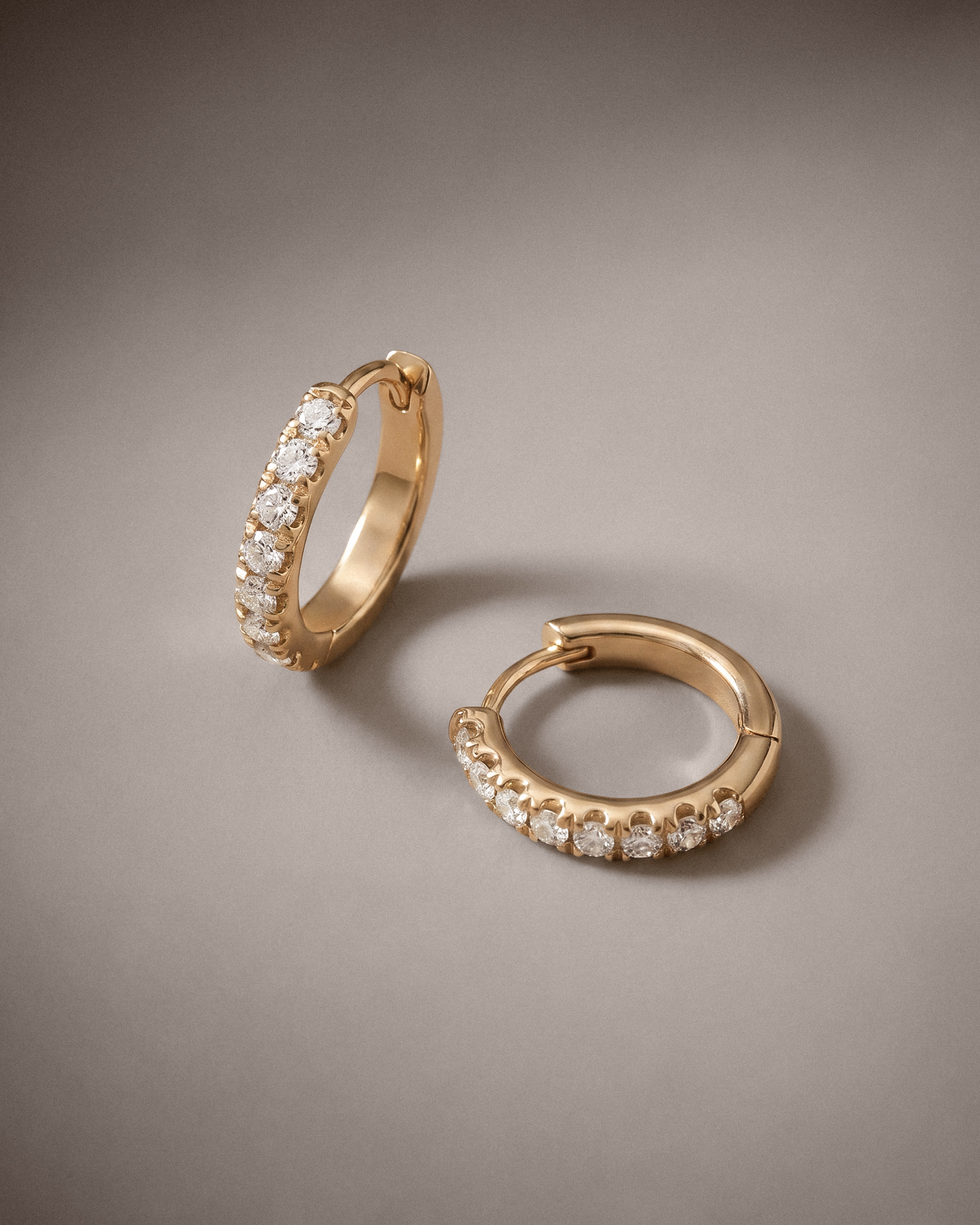 14K Gold Pave Diamond Second Piercing Tiny Huggie - Pair