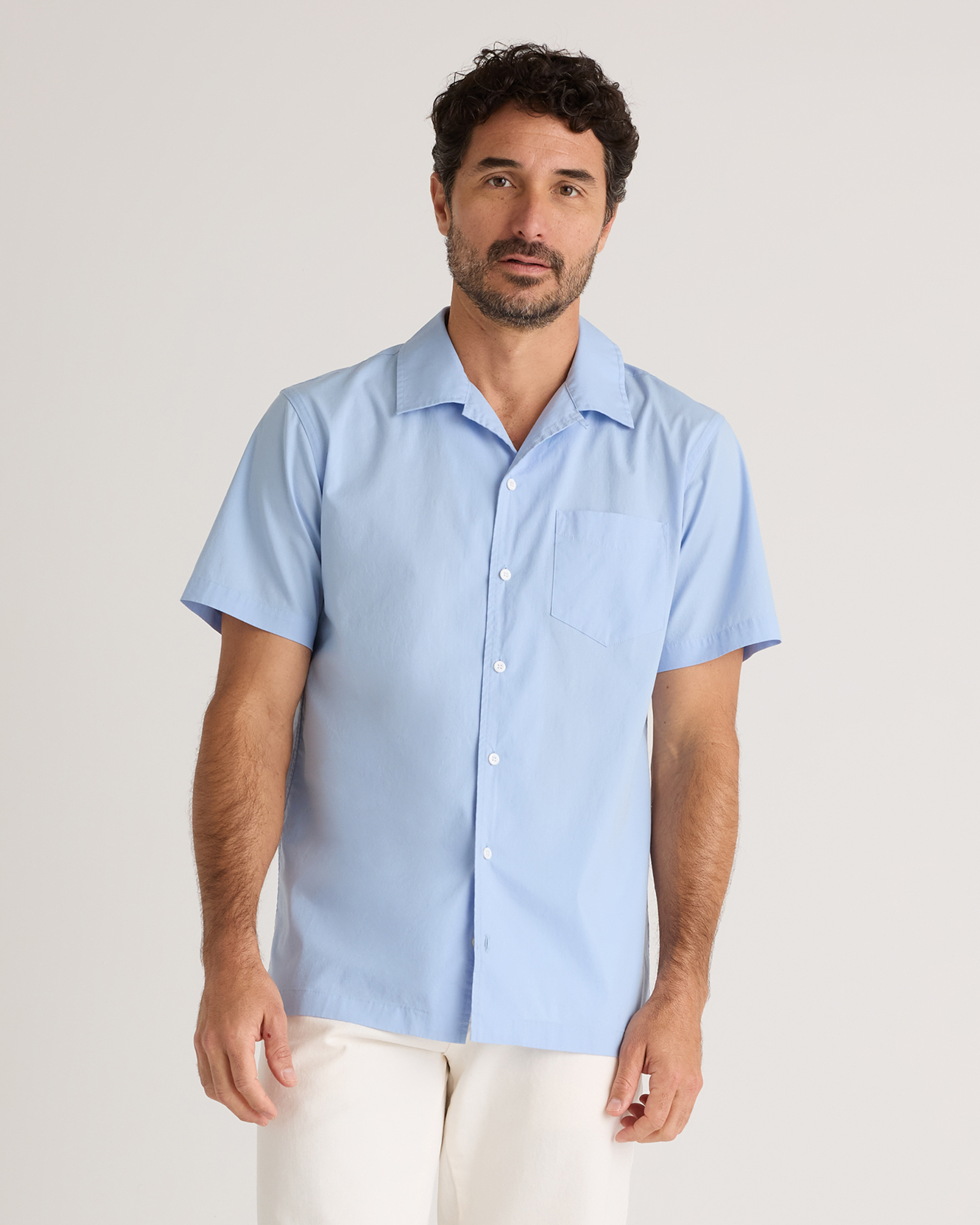 Organic Cotton Stretch Poplin Camp Shirt