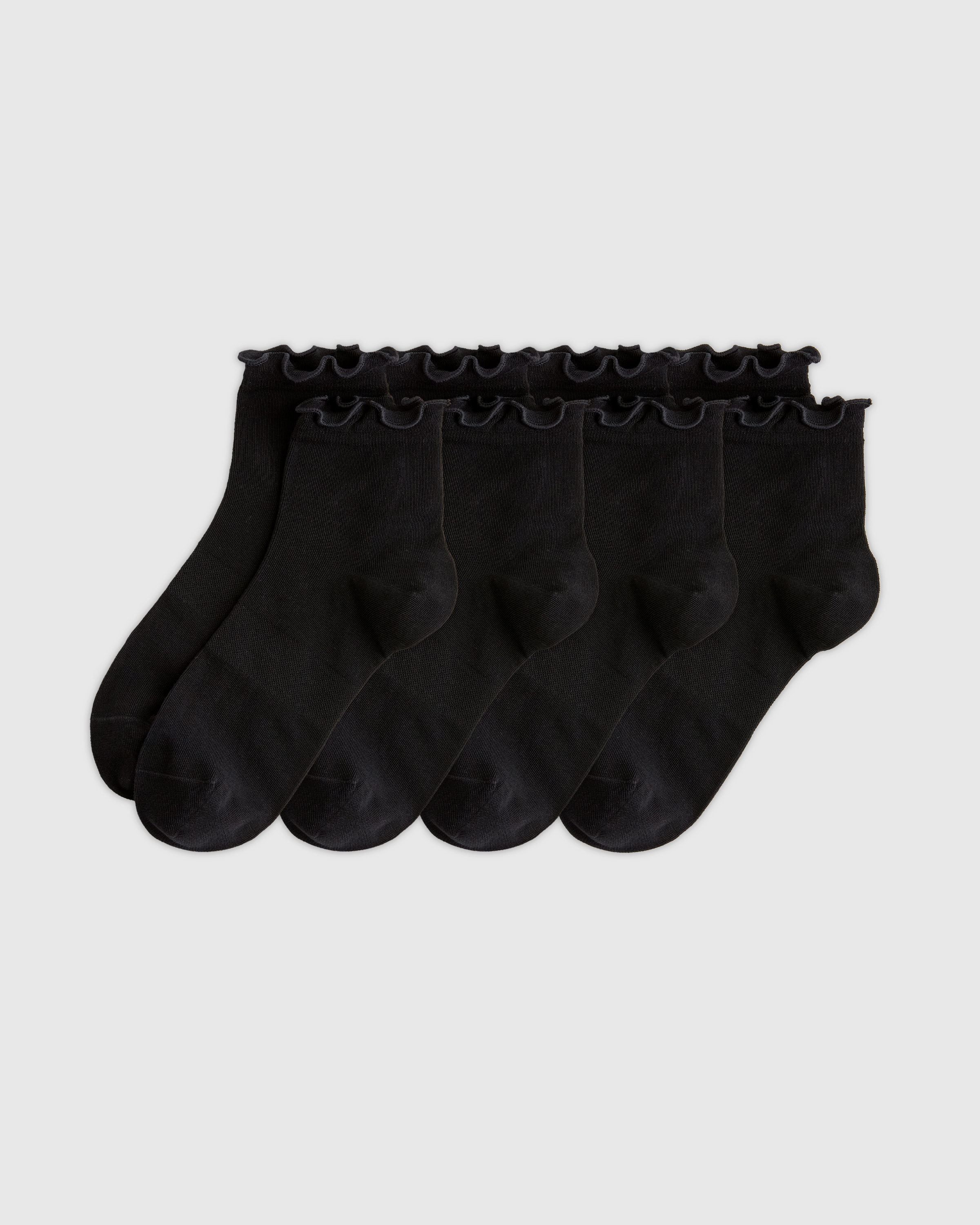 Everyday Lightweight Cotton Ruffle Quarter Crew Sock (4-pack)